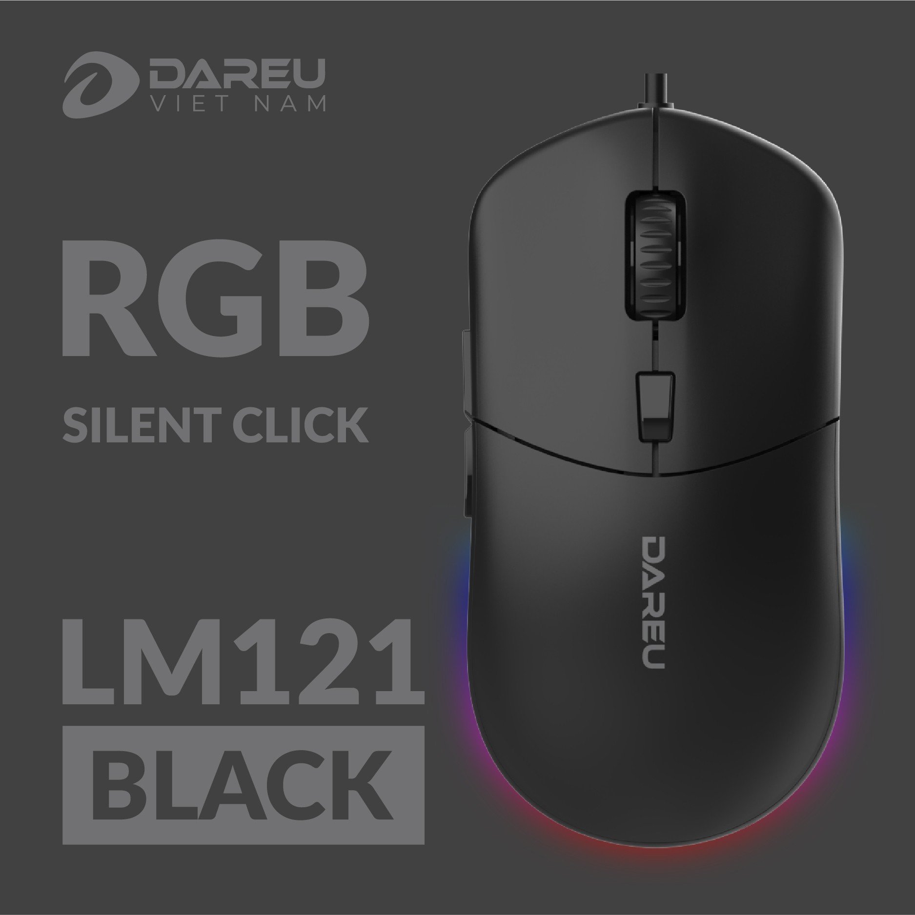 Chuột gaming DareU LM121 (Led RGB, Silent Click, DPI 1000 - 6400)