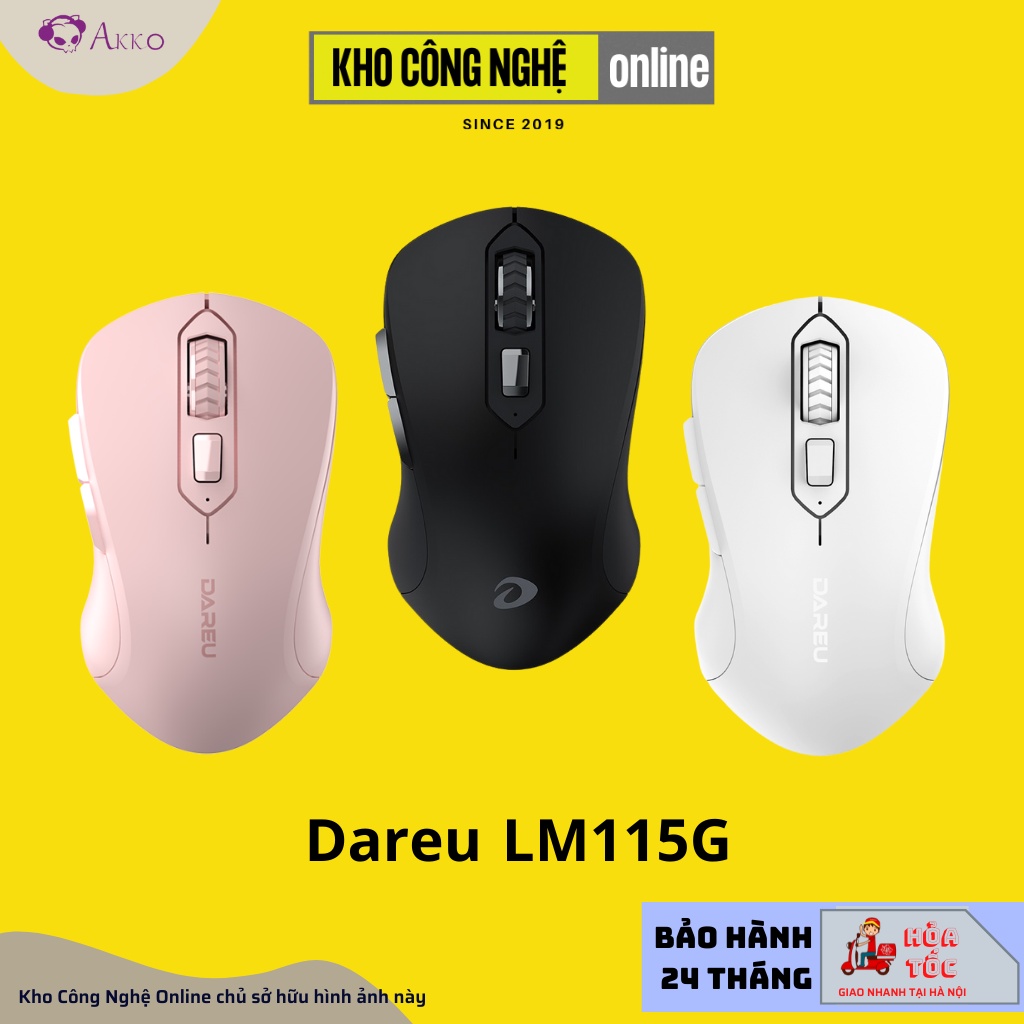 Chuột không dây DAREU LM115G Black / White / Pink