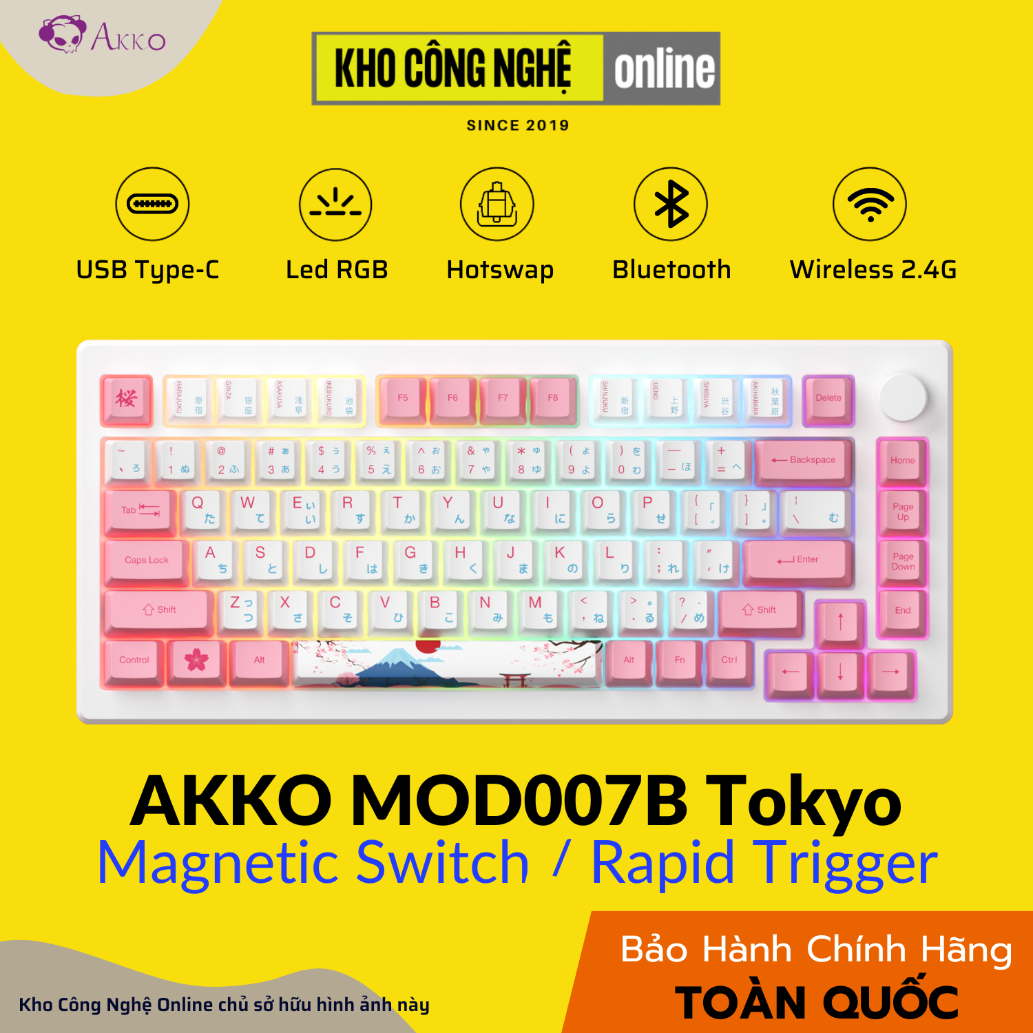 Bàn phím AKKO MOD007B-HE PC Tokyo Sakura Pink Magnetic Switch