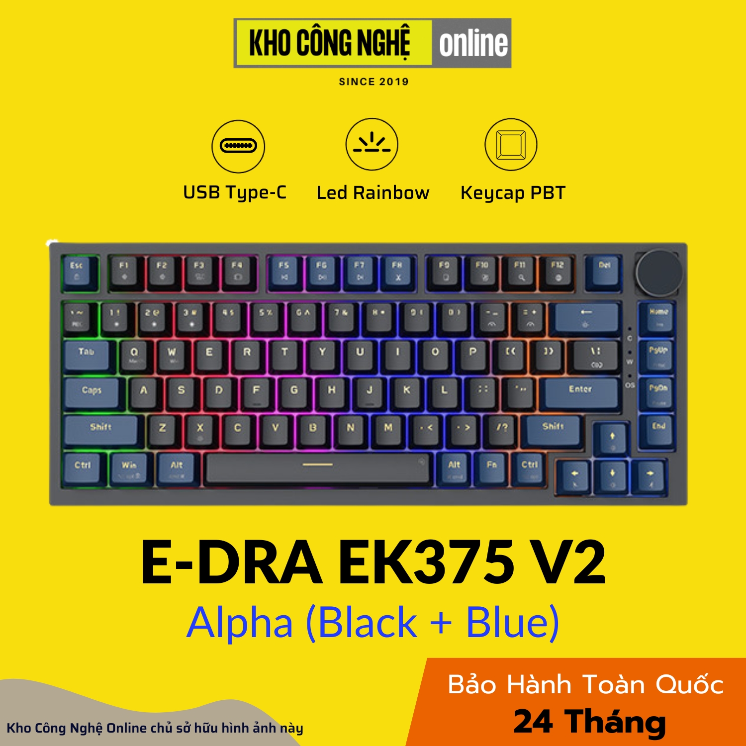 Bàn phím cơ gaming EDRA EK375v2 Alpha / Beta (Linear switch)