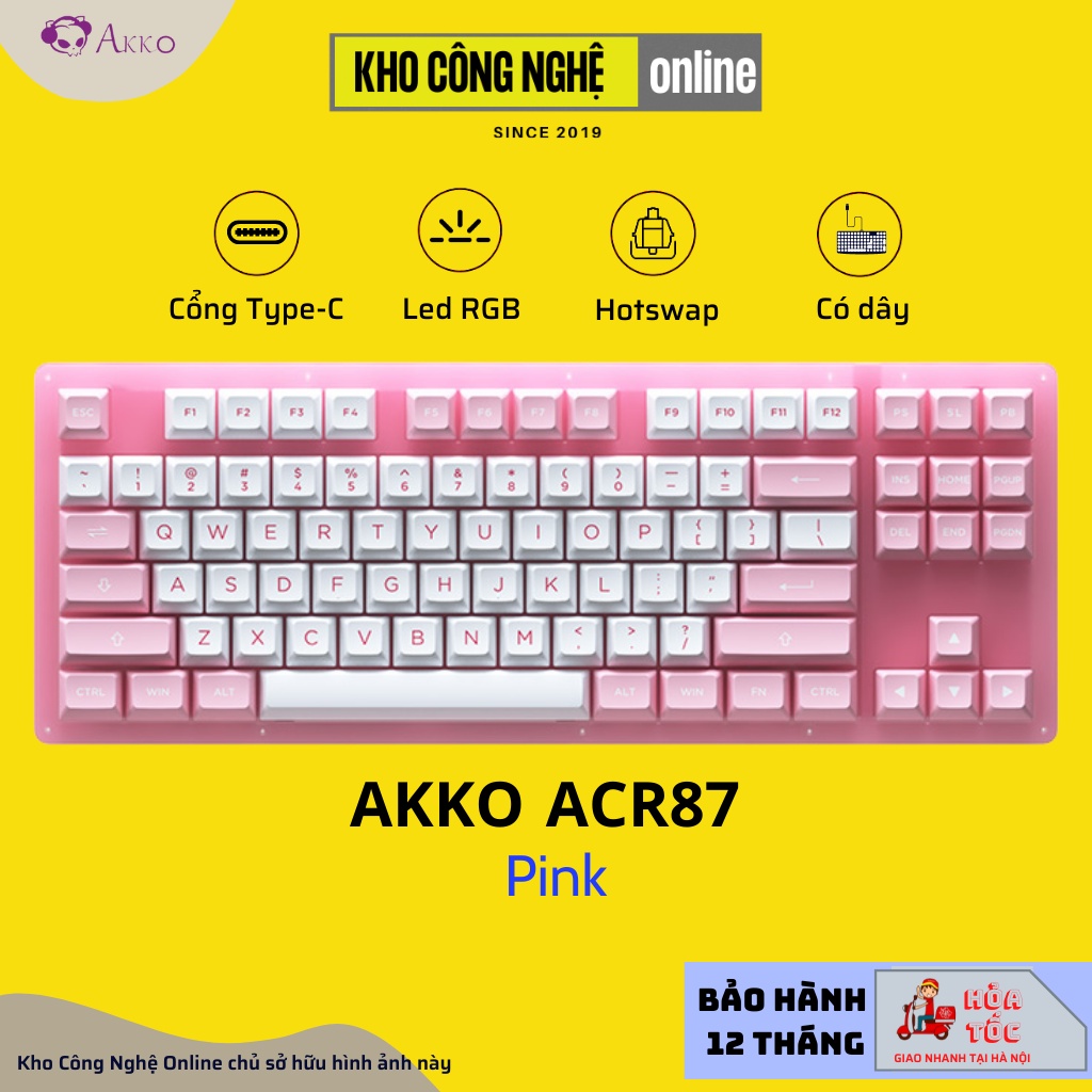 Bàn phím cơ AKKO ACR87 pink (Hotswap / RGB / AKKO CS sw Jelly Blue)