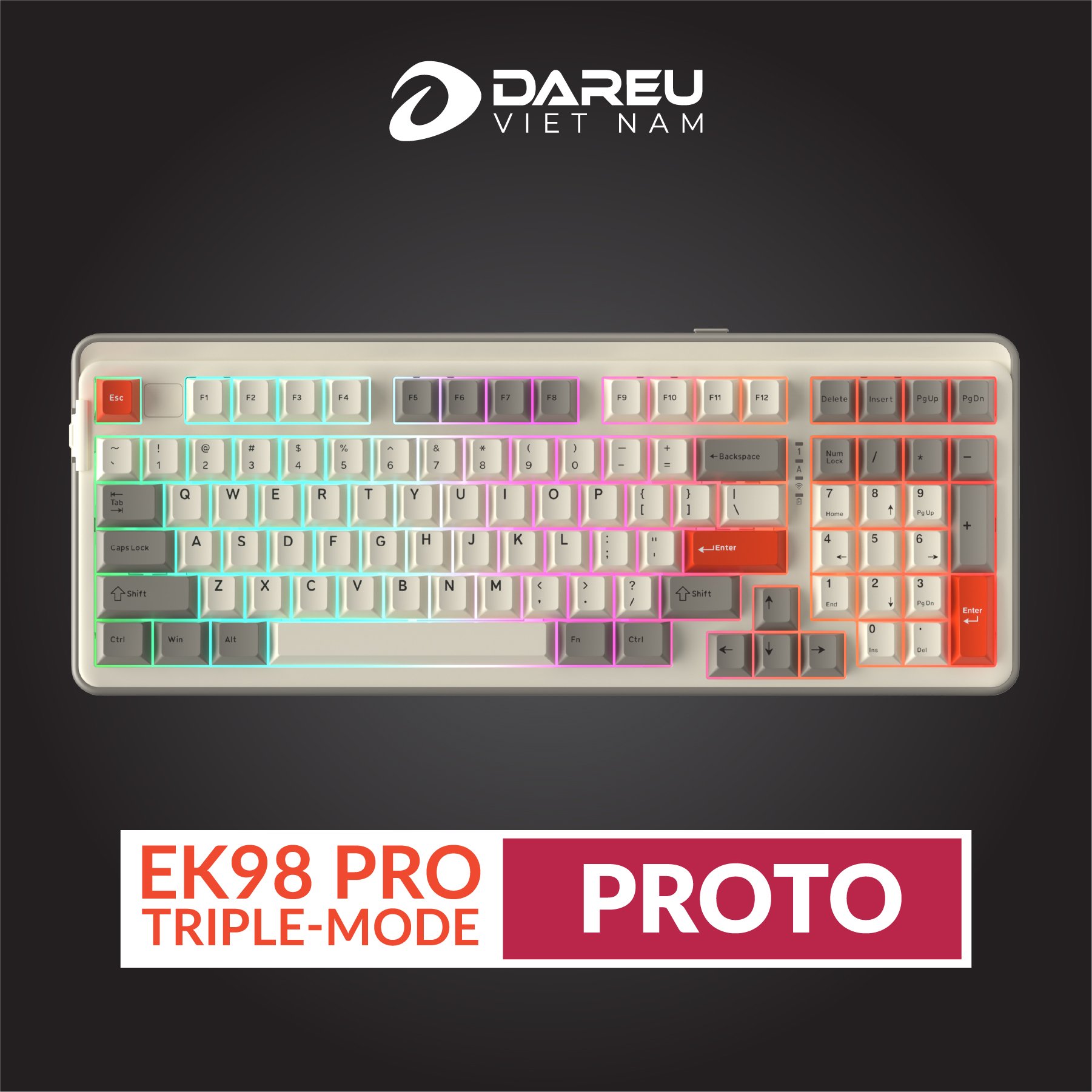 Bàn phím cơ Dareu EK98 Pro Không Dây, Led RGB, Kết Nối 3 Modes