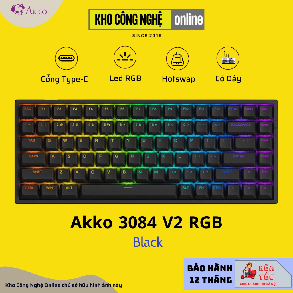 Bàn Phím Cơ AKKO 3084 v2 RGB (Foam tiêu âm / Hotswap / AKKO CS Jelly switch)
