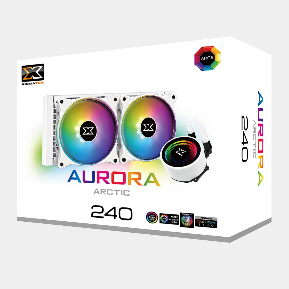 Tản Nhiệt XIGMATEK AURORA 240 ARTIC (EN44337) - ARGB, ALL IN ONE WATERCOOLING (Hàng Chính Hãng)