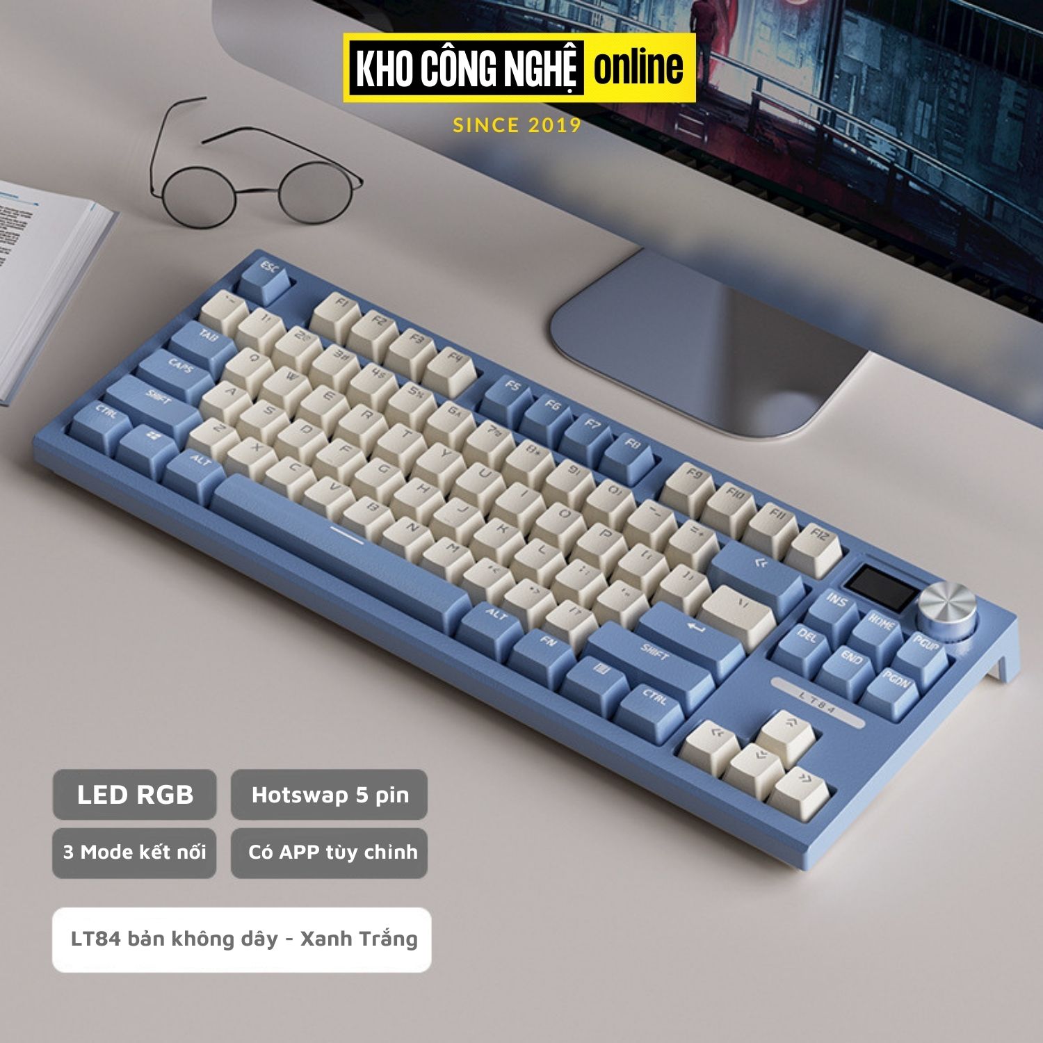 LANGTU LT84 PRO - Bàn Phím Cơ Led RGB LANGTU LT84 PRO Có Màn Hình Led Và Núm Tùy Chỉnh