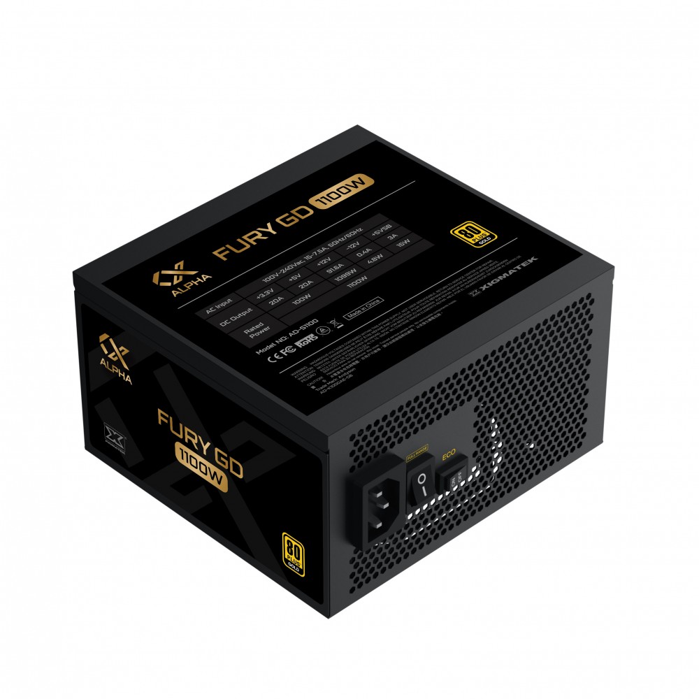 Nguồn máy tính XIGMATEK FURY GD 1100W / 850W - 80PLUS GOLD, PCI-E Gen 5.0, ATX 3.0, 100% CÁP DẸT ĐEN