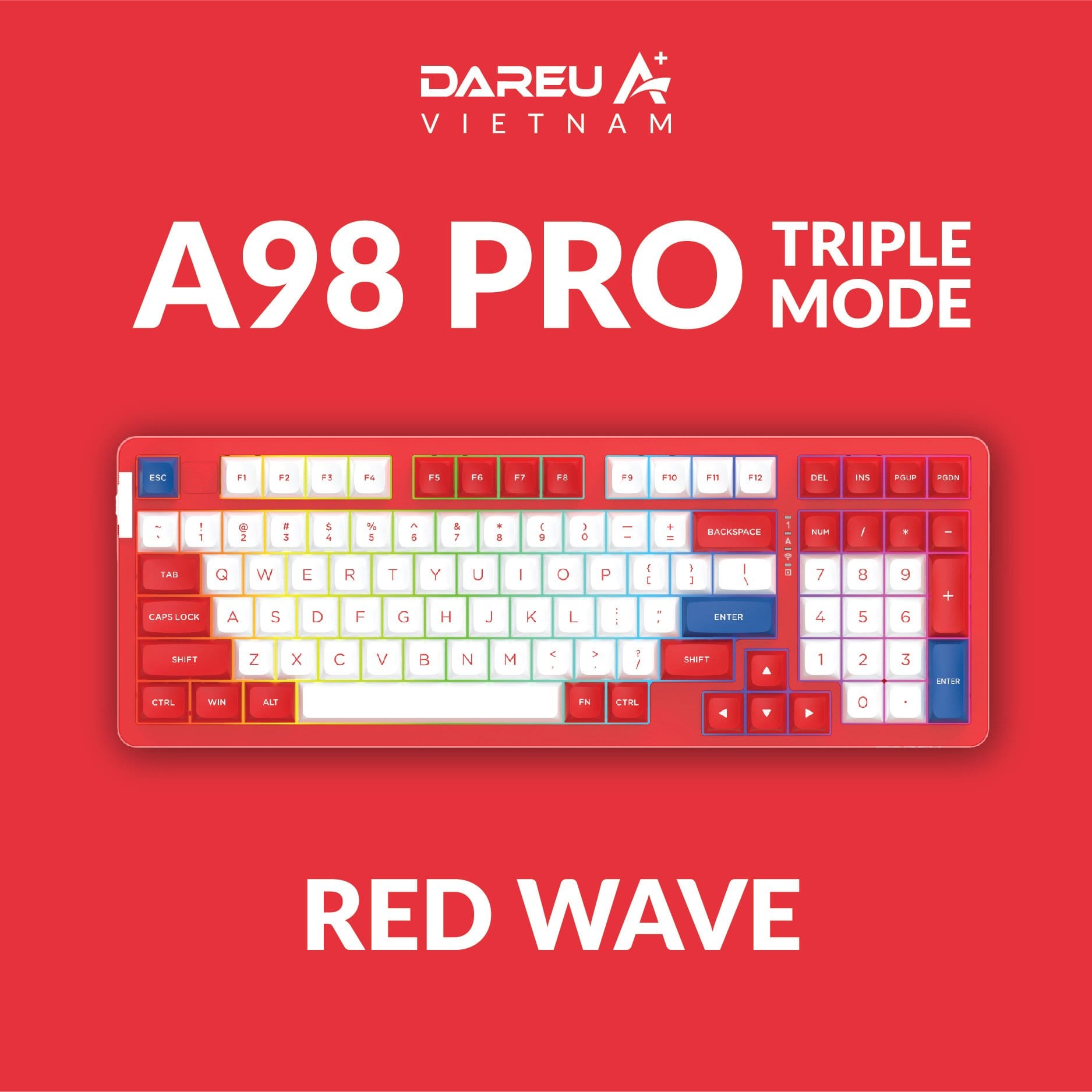 Bàn phím cơ gaming Dareu A98 PRO II (Bluetooth 5.0 / Wireless 2.4Ghz / Hotswap / DAREU Dream Switch)