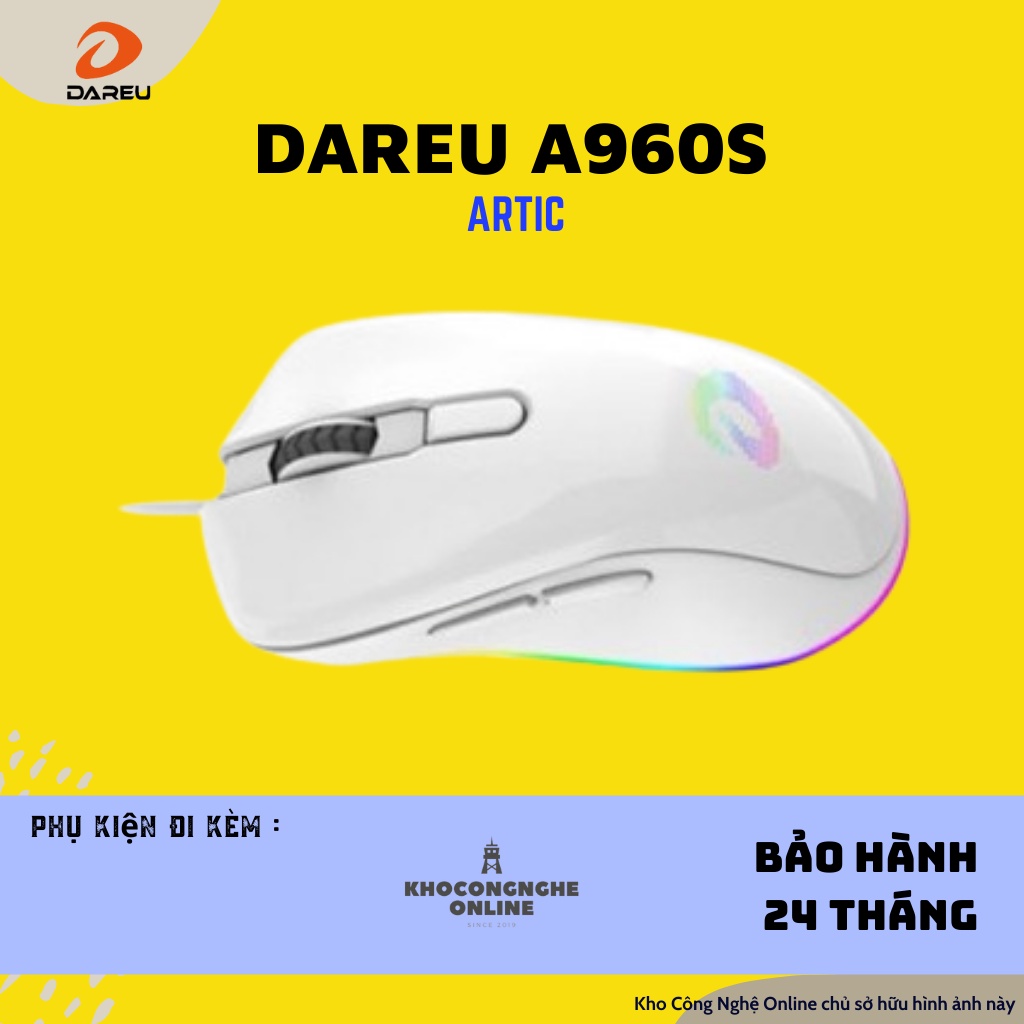 Chuột DAREU A960S Hồng / Trắng / Đen - ULTRALIGHT (PixArt PMW3389, DPI 16000)