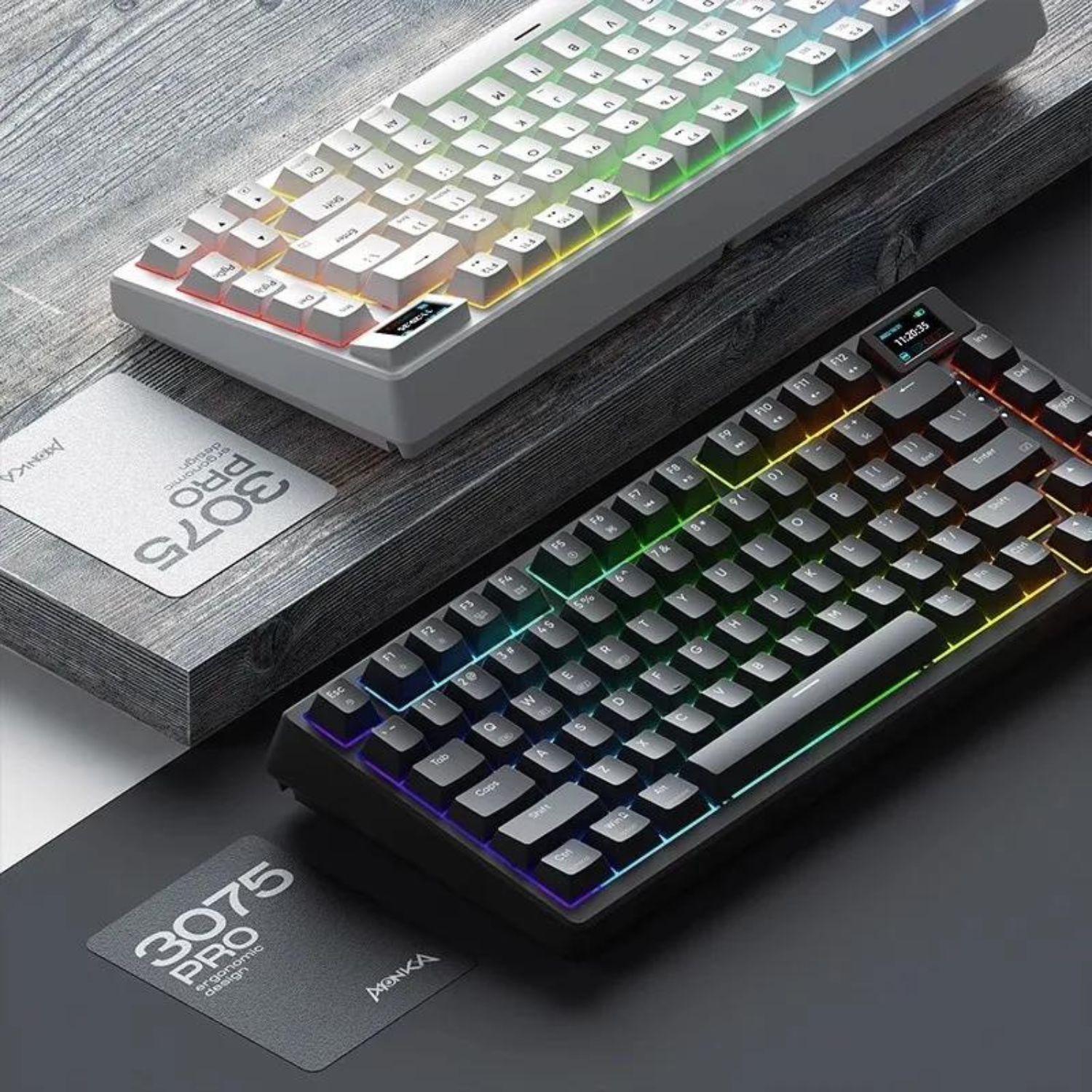 Monka 3075 V2 Pro - Bàn phím cơ Monka 3075 V2 Pro Mạch Xuôi (Led RGB, Kết Nối 3 Mode, Màn Hình LCD)