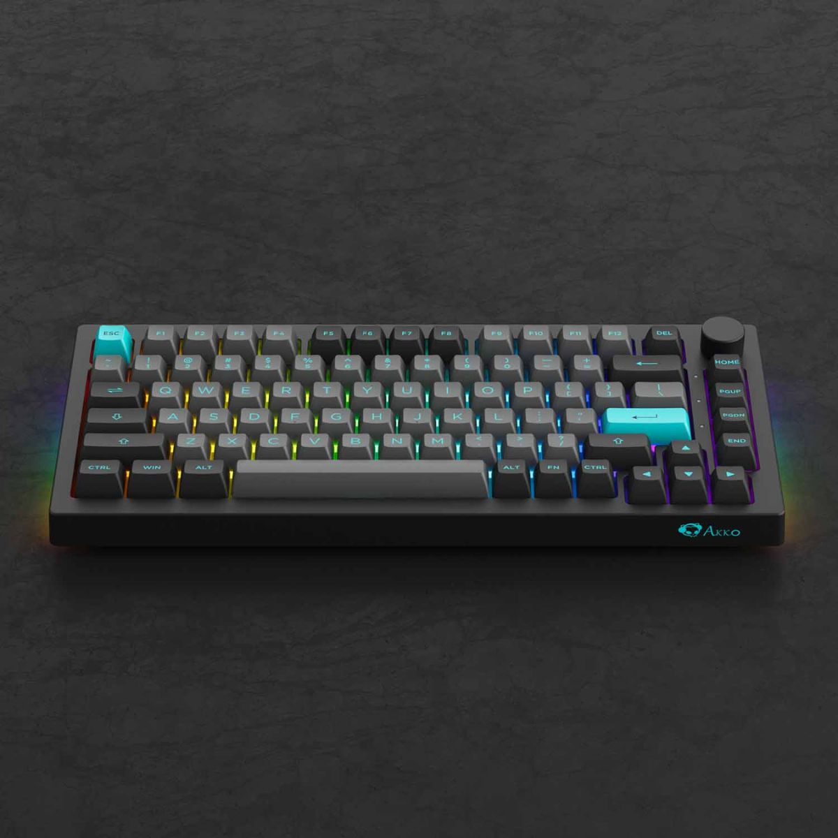 Bàn phím cơ AKKO 5075B Plus Black & Cyan (Multi-modes / RGB / Hotswap / Gasket mount)