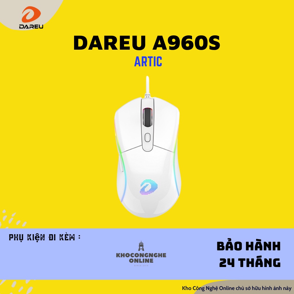 Chuột DAREU A960S Hồng / Trắng / Đen - ULTRALIGHT (PixArt PMW3389, DPI 16000)