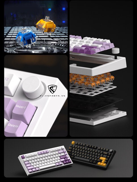 Bàn phím cơ FL-Esports GP75 CPM Polar Night / Taro Purple - Hàng chính hãng