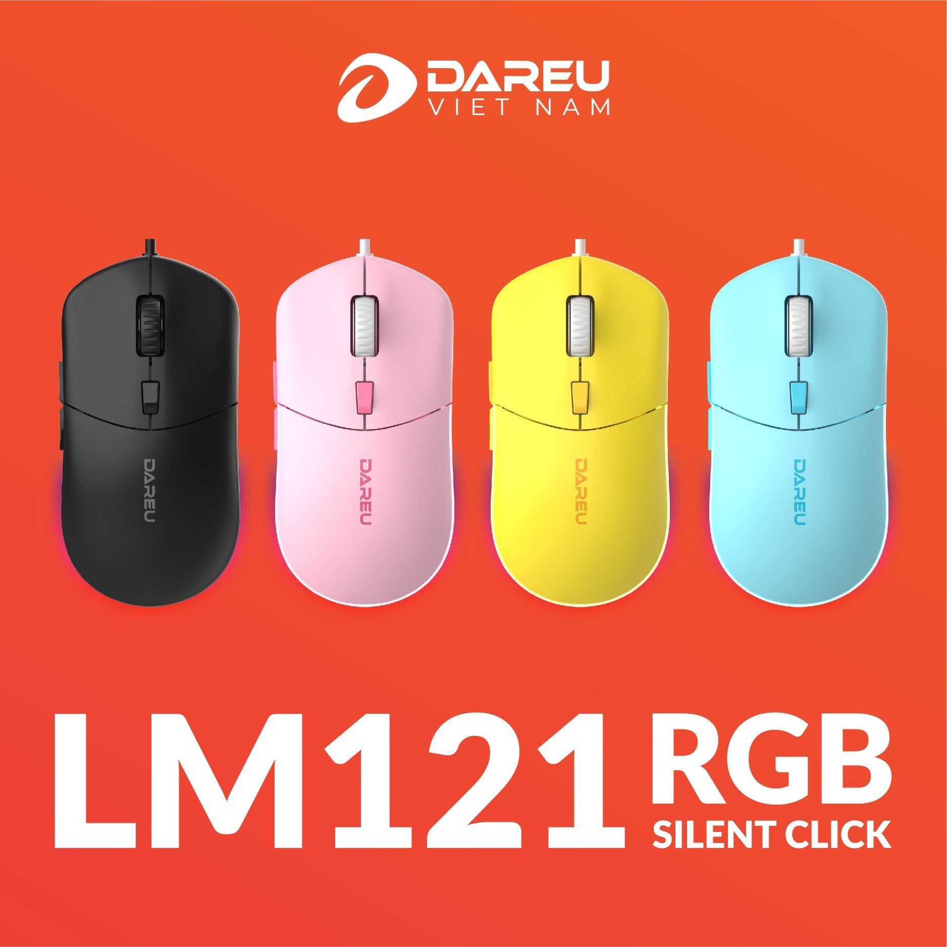 Chuột gaming DareU LM121 (Led RGB, Silent Click, DPI 1000 - 6400)