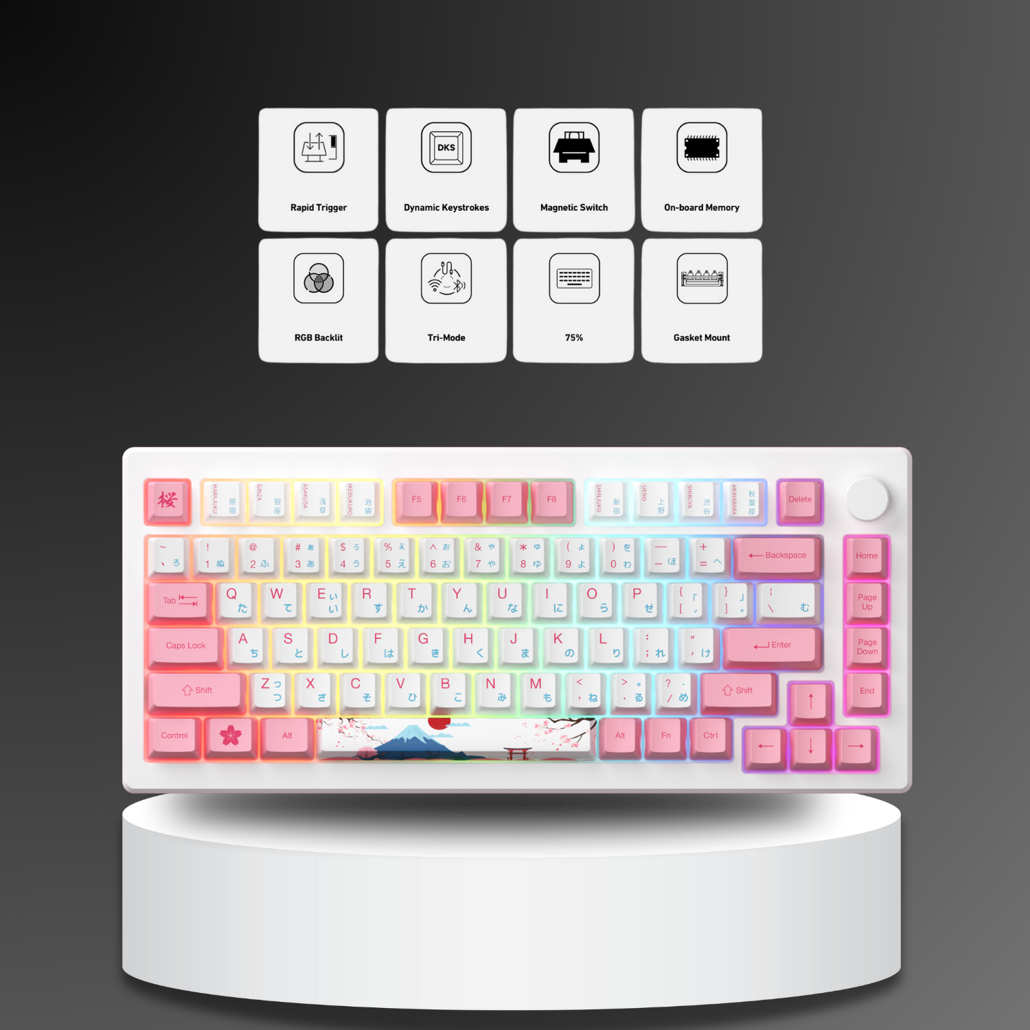 Bàn phím AKKO MOD007B-HE PC Tokyo Sakura Pink Magnetic Switch