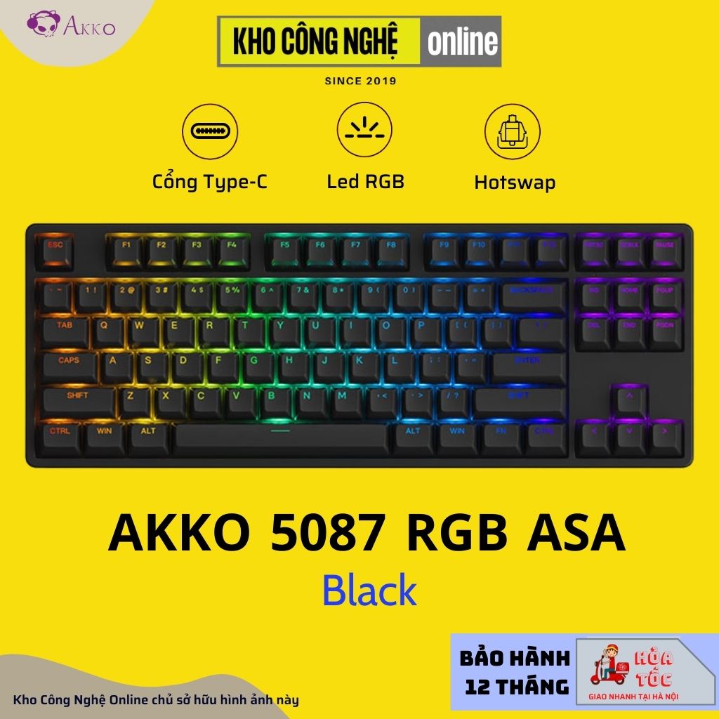 Bàn phím AKKO 5087 RGB ASA – Black / White (Foam tiêu âm / Hotswap / AKKO CS Jelly switch)