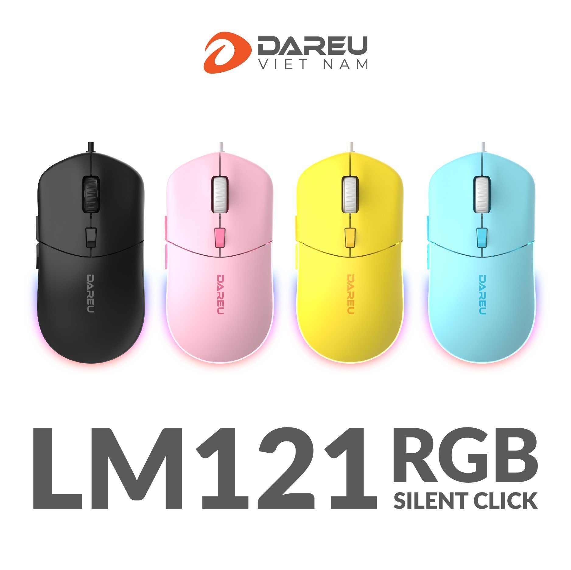 Chuột gaming DareU LM121 (Led RGB, Silent Click, DPI 1000 - 6400)