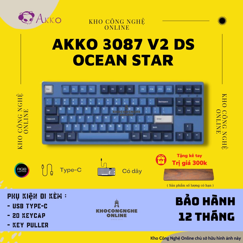 Bàn phím cơ AKKO 3087 v2 DS Ocean Star (Akko sw v2)