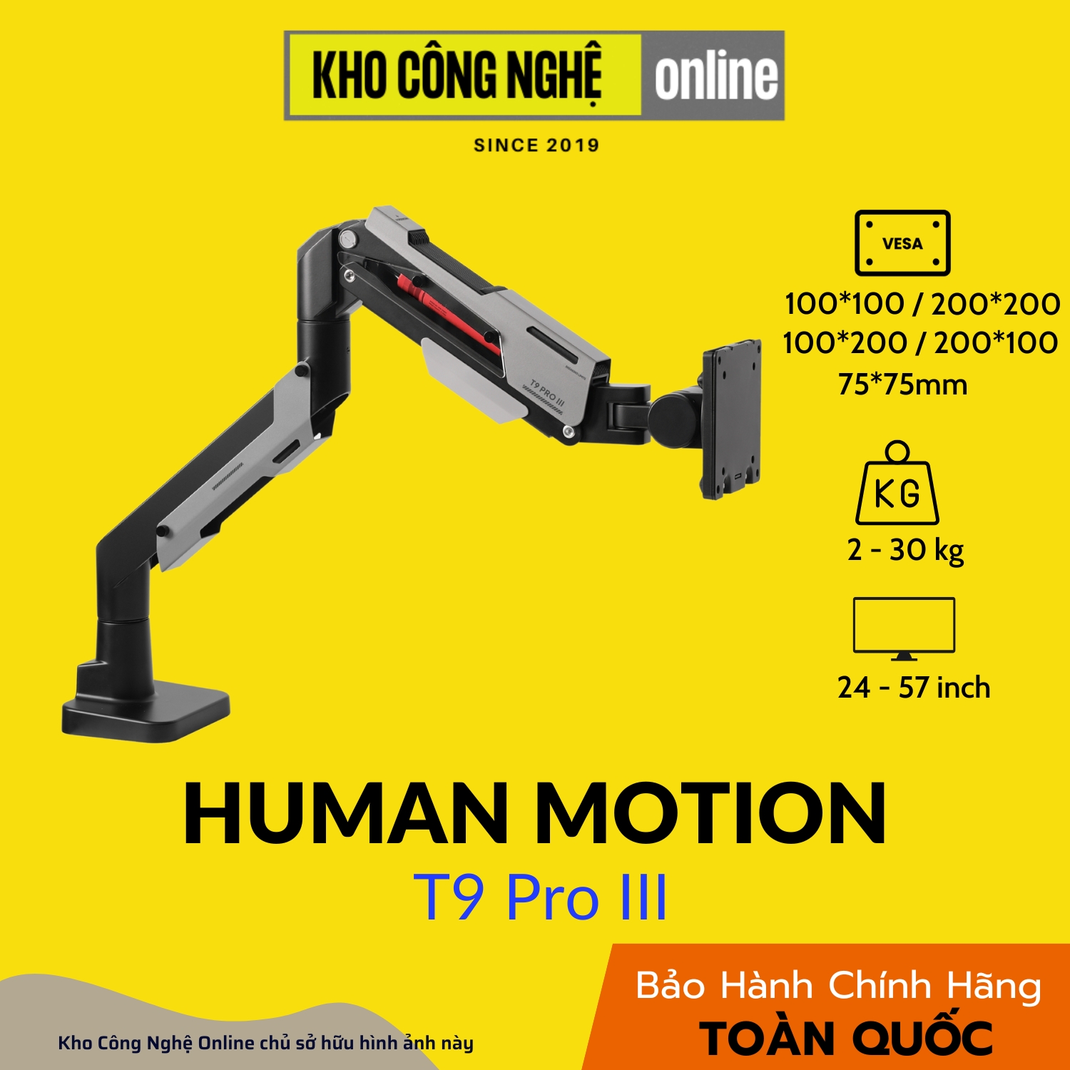 Giá treo / ARM màn hình Human Motion T9 Pro III - Thiết kế mới. Hiệu suất khủng (Hàng Chính Hãng)