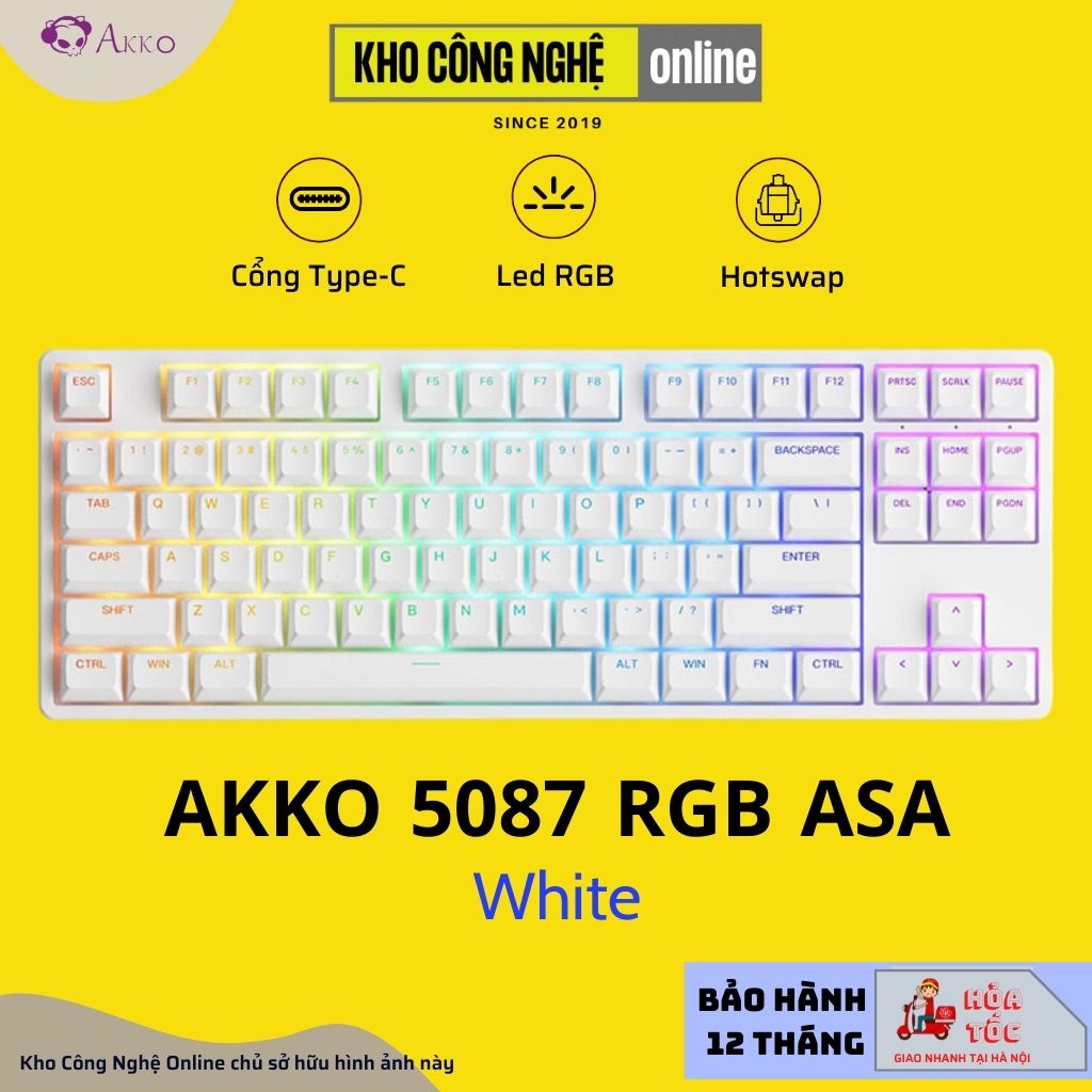 Bàn phím AKKO 5087 RGB ASA – Black / White (Foam tiêu âm / Hotswap / AKKO CS Jelly switch)