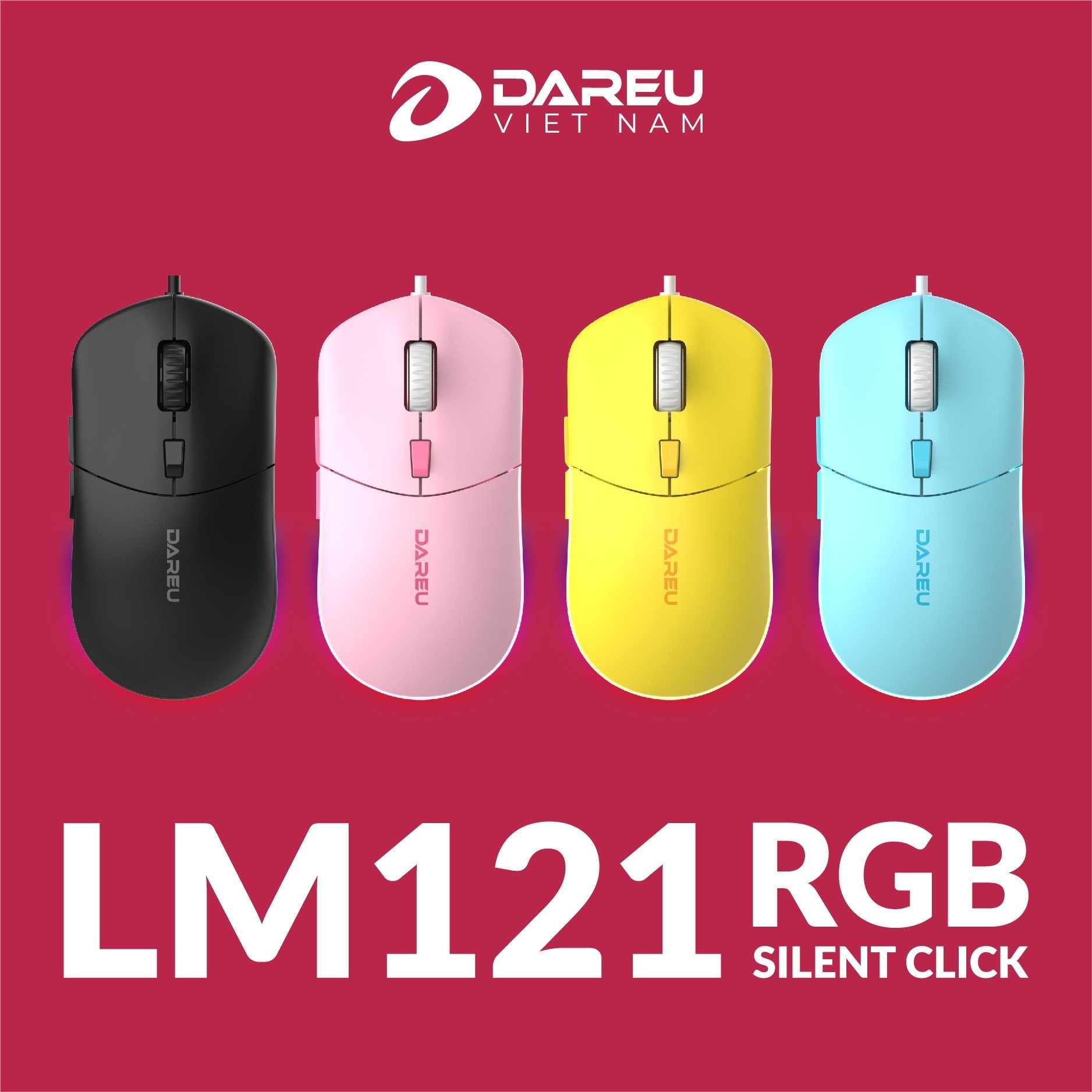 Chuột gaming DareU LM121 (Led RGB, Silent Click, DPI 1000 - 6400)