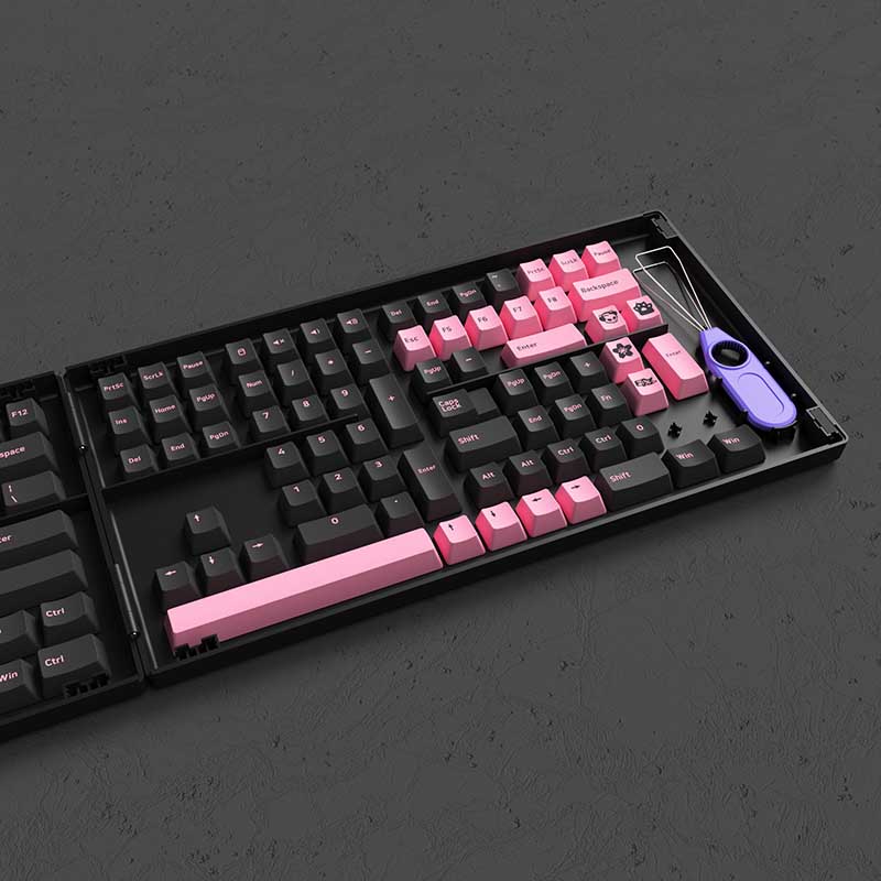 Keycap AKKO Black Pink (PBT Double-Shot/Cherry profile/229 nút)