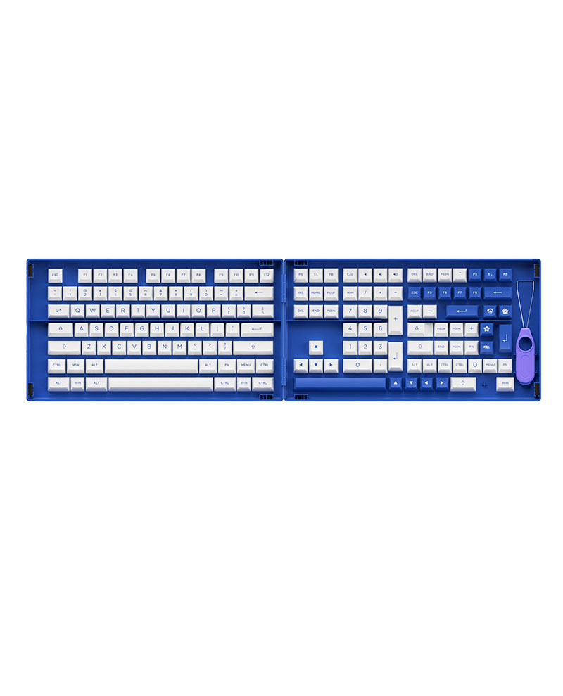 Bộ keycap Akko Blue on White (PBT Double-Shot/ASA profile/197 nút)