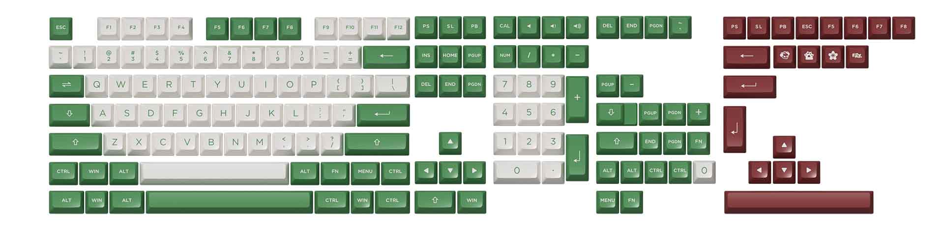 AKKO Keycap set Matcha Red Bean (PBT Double-Shot / ASA profile / 158 nút)