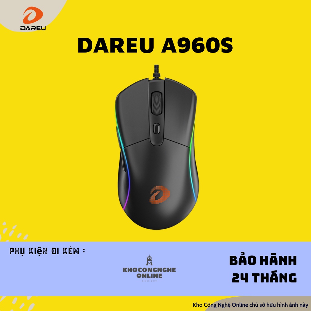 Chuột DAREU A960S Hồng / Trắng / Đen - ULTRALIGHT (PixArt PMW3389, DPI 16000)