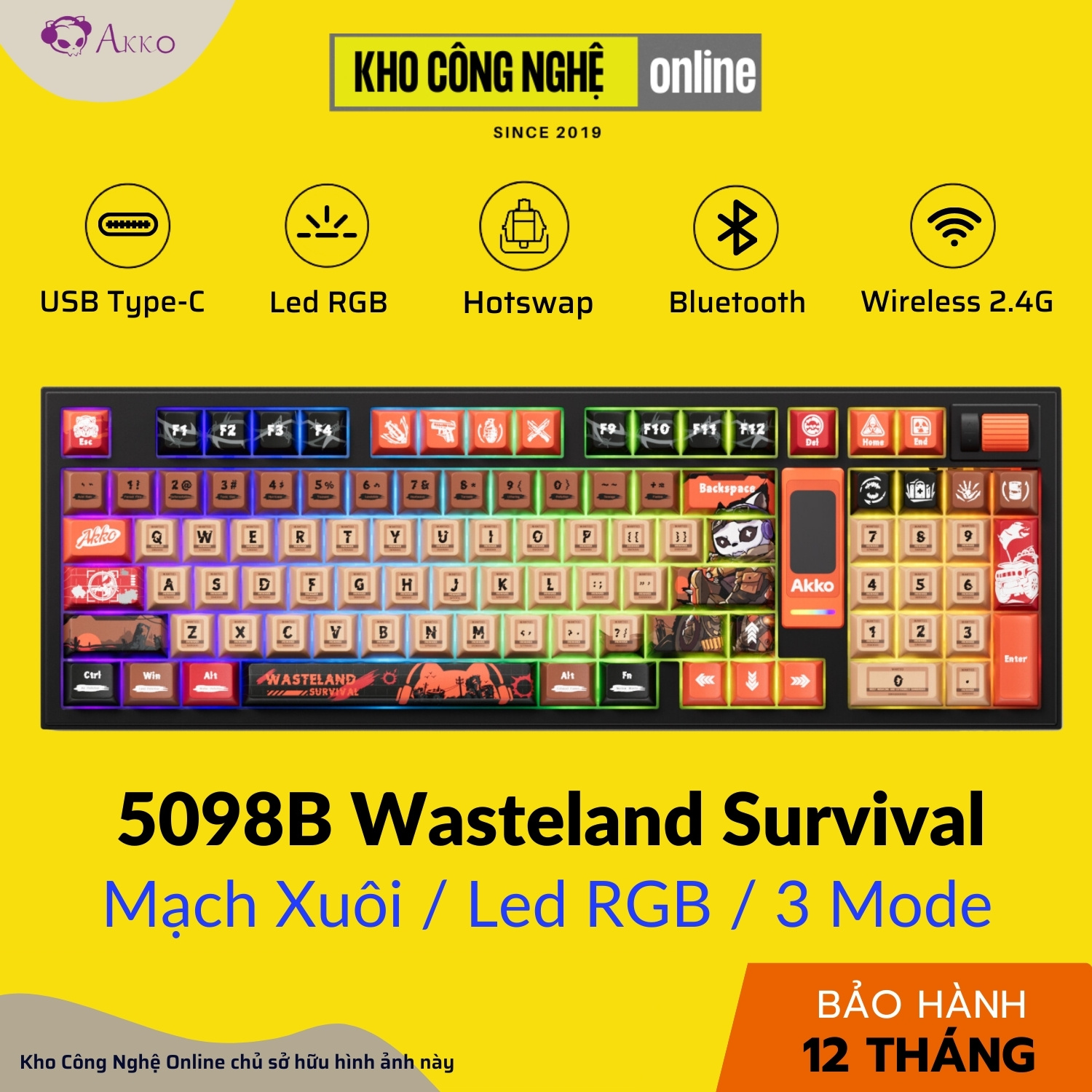 Bàn phím cơ AKKO 5098B Wasteland Survival (Multi-modes / Hotswap / Màn hình LCD / Switch Piano pro)