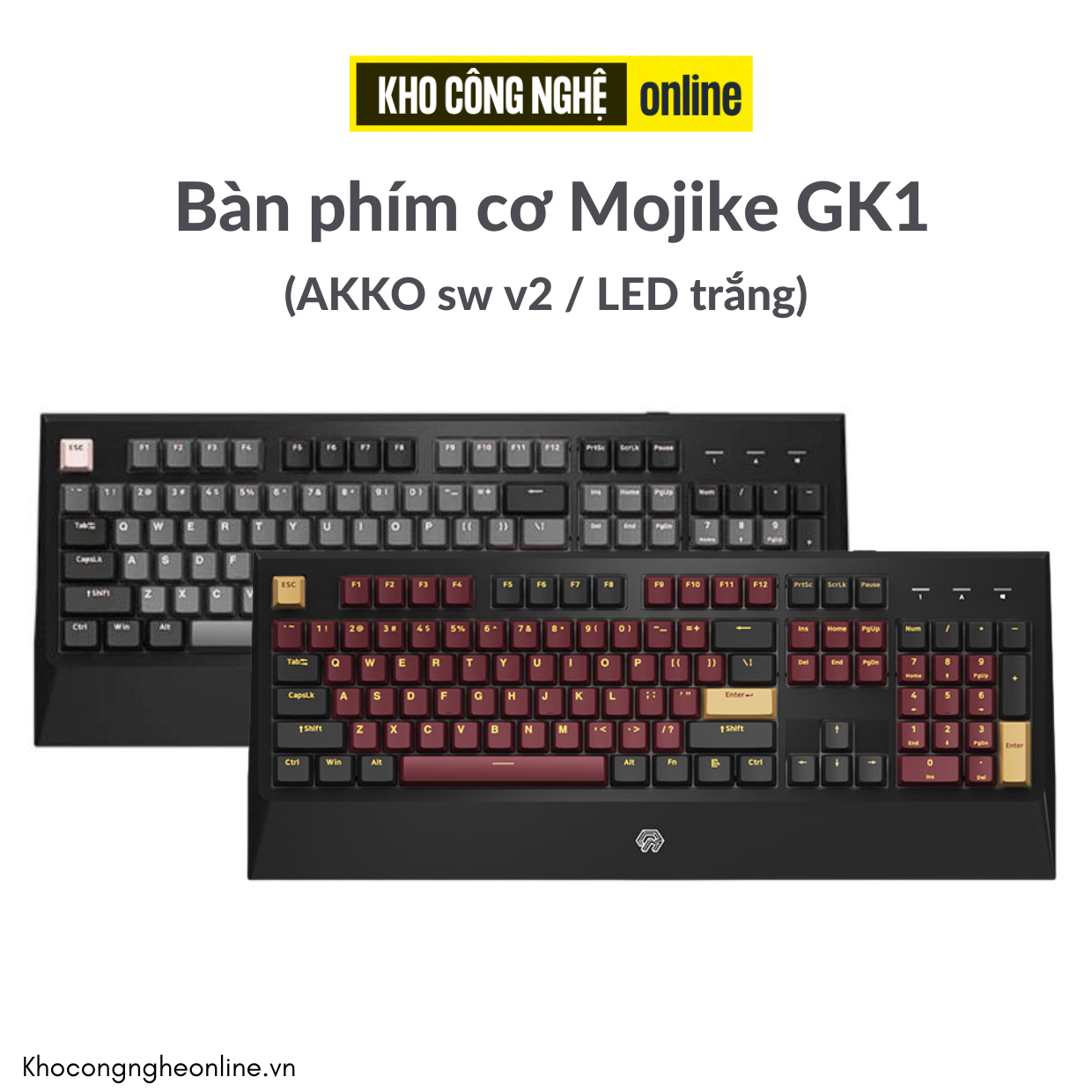 Bàn phím cơ Mojike GK1 Black Red | Black Pink (AKKO sw v2 / LED trắng)