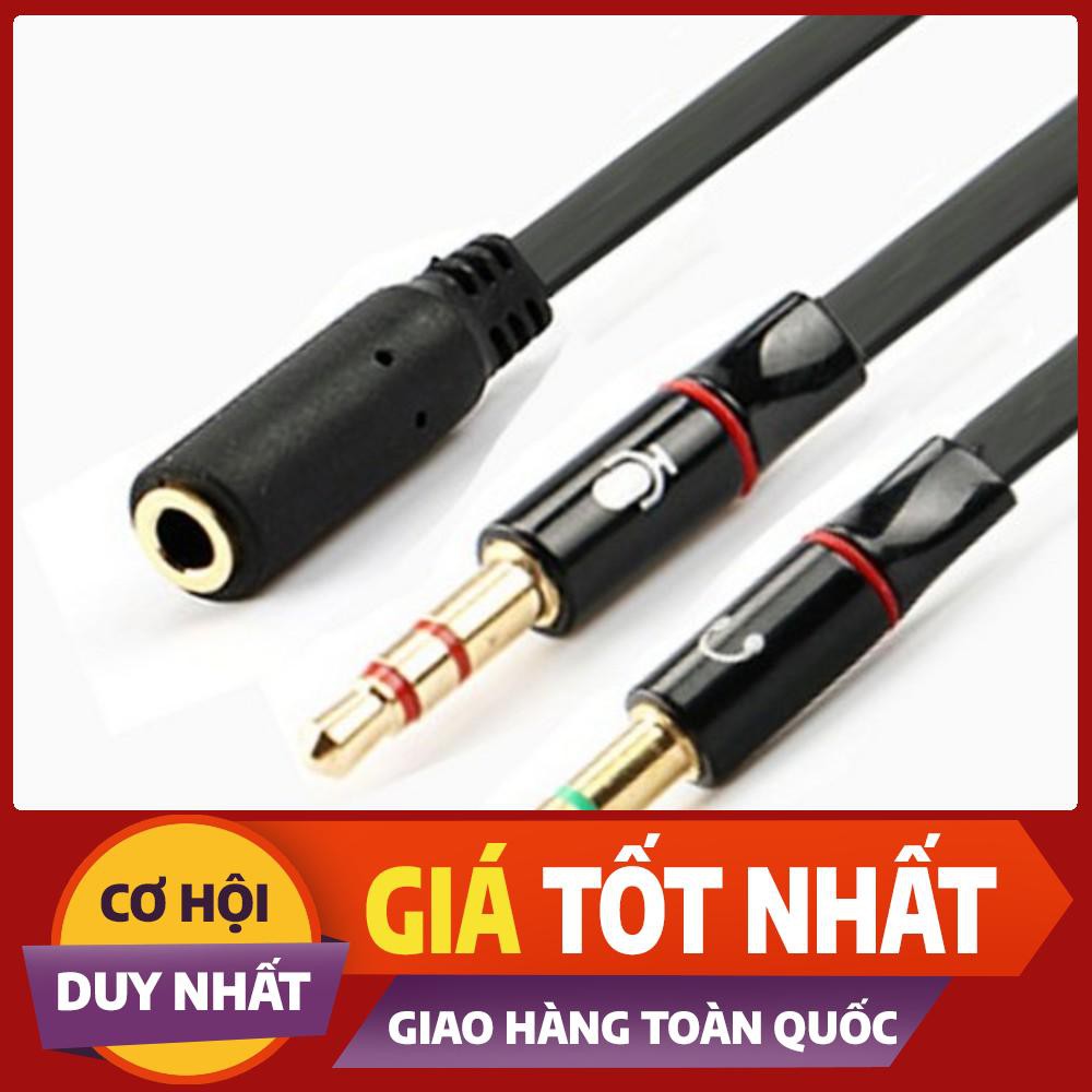 Cáp 3.5mm ra 2 jack 3.5mm 1 loa 1 Mic