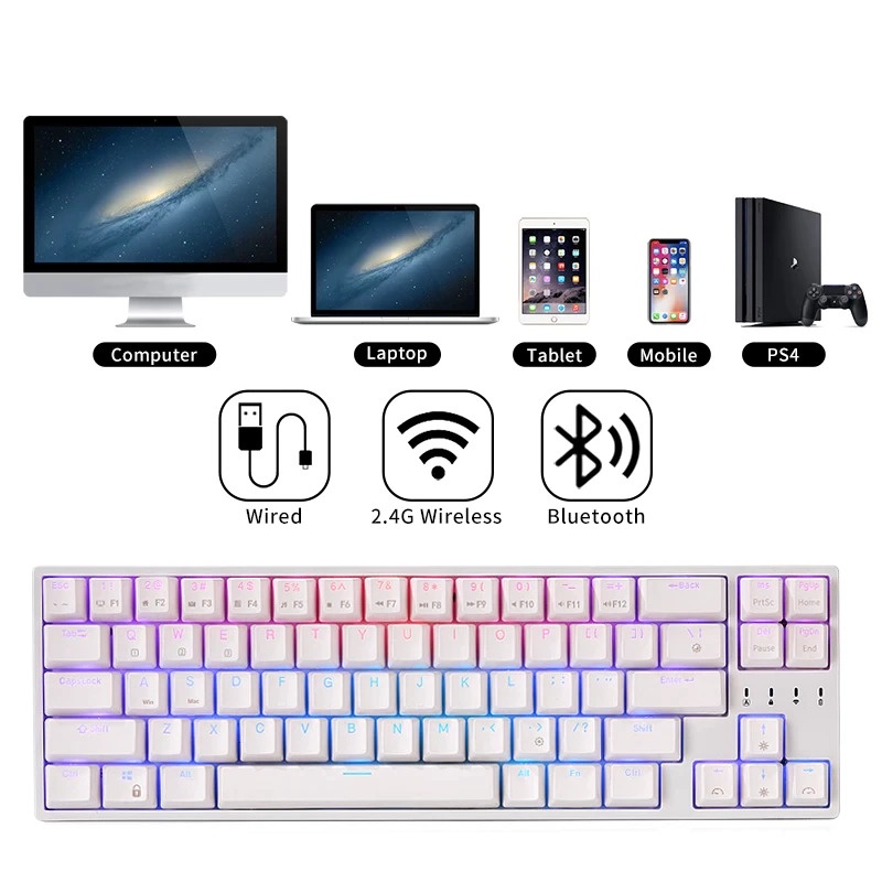 RK68 PLUS RGB - Bàn phím cơ RK68 Plus led RGB kết nối 3 chế độ - Bluetooth 5.0 | Wireless 2.4G | Dây type C