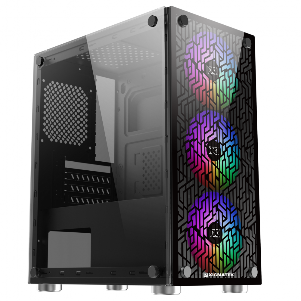 Vỏ Case máy tính XIGMATEK NYX 3F (EN43057) - M-ATX, 2 SIDE TEMPERED GLASS, KÈM 03 FAN XIGMATEK X20F