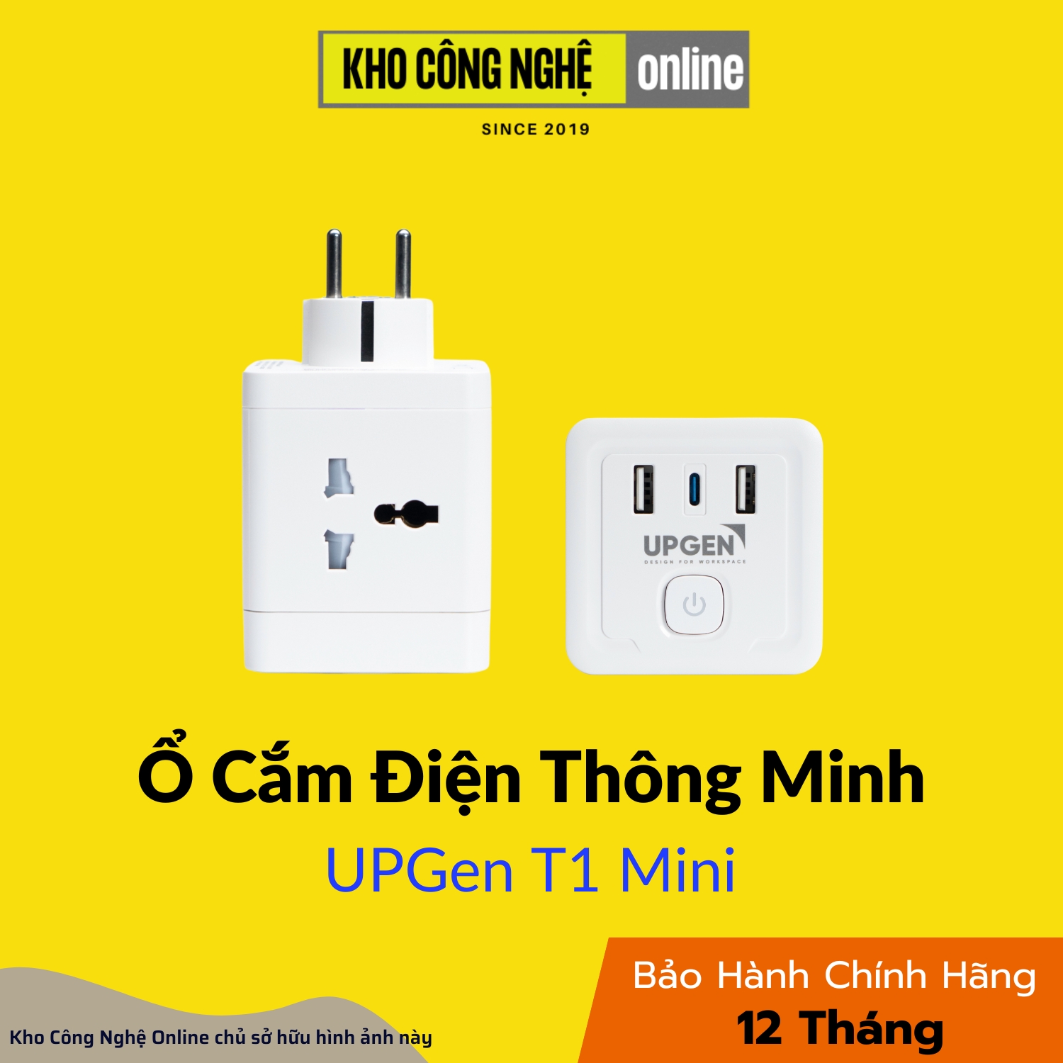 Ổ cắm điện thông minh UpGen T1 Mini - Nhỏ gọn, Không dây, 3 Cổng sạc nhanh (2 USB-A 18W, USB-C 20W)