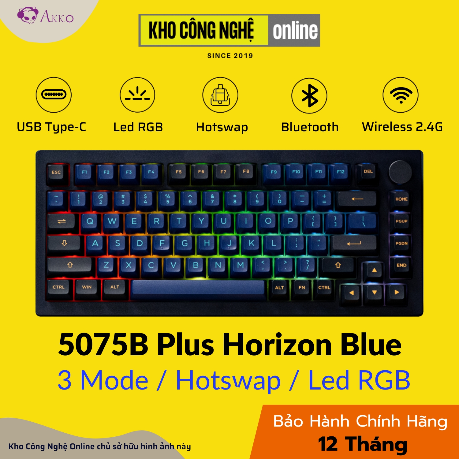 Bàn phím cơ AKKO 5075B Plus Horizon (Hotswap/RGB/Multi-modes) - Hàng chính hãng
