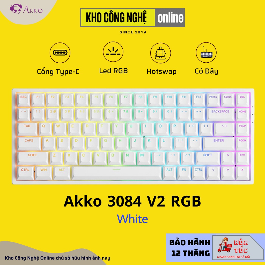 Bàn Phím Cơ AKKO 3084 v2 RGB (Foam tiêu âm / Hotswap / AKKO CS Jelly switch)