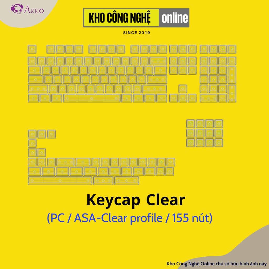 Bộ keycap cho bàn phím cơ AKKO Clear (PC / ASA-Clear profile / 155 nút)