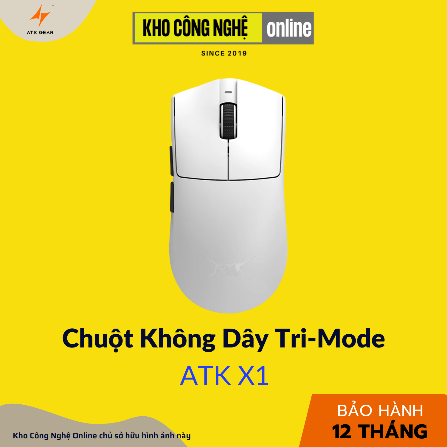 Chuột Gaming ATK X1 Tri-mode - White