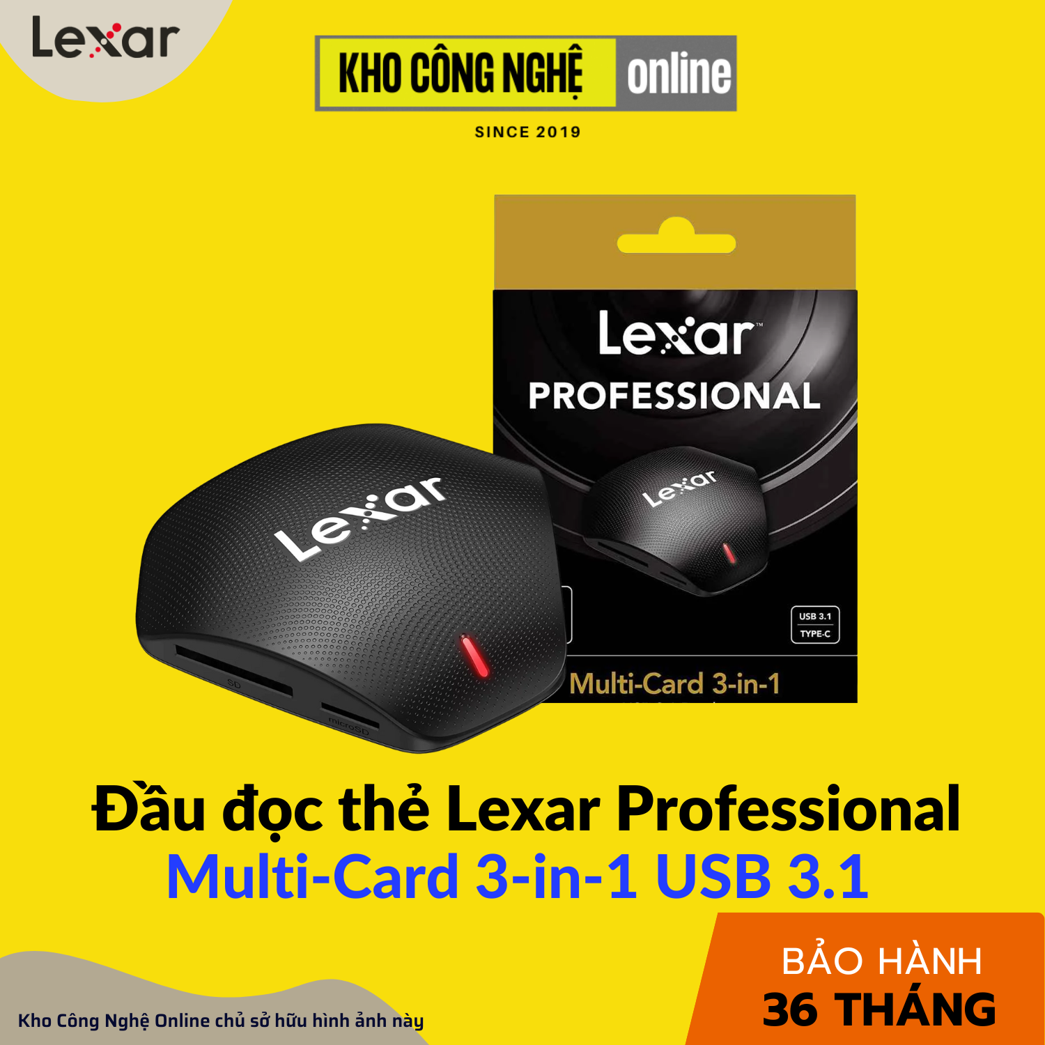 Đầu đọc thẻ Lexar Professional Multi-Card 3-in-1 USB 3.1