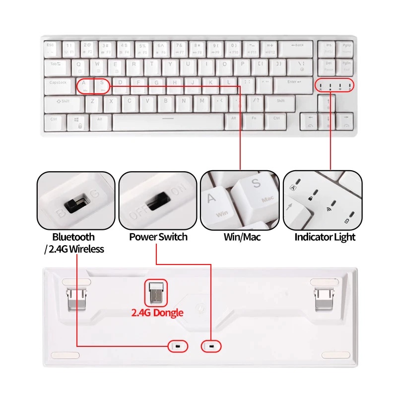 RK68 PLUS RGB - Bàn phím cơ RK68 Plus led RGB kết nối 3 chế độ - Bluetooth 5.0 | Wireless 2.4G | Dây type C