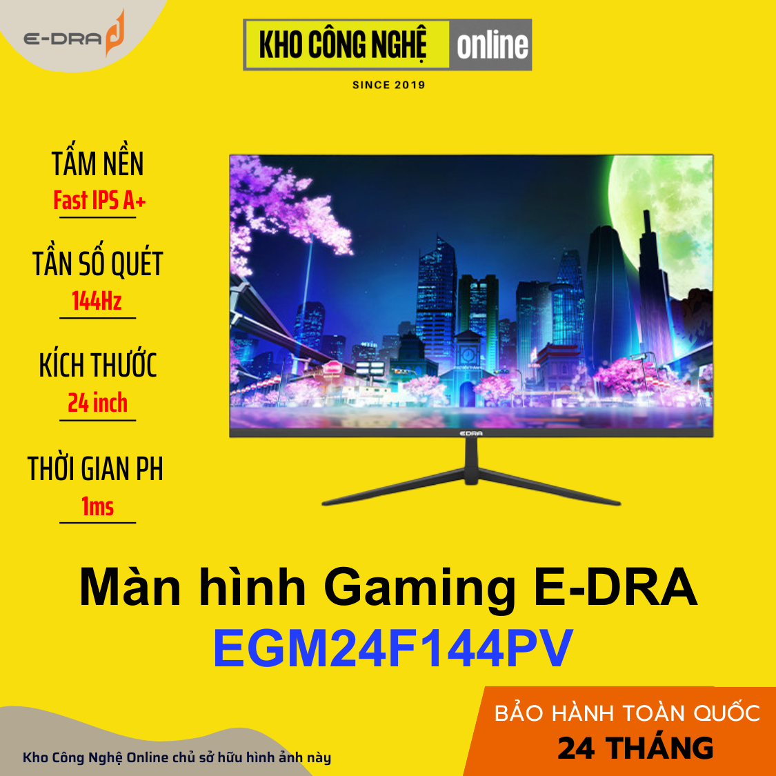 Màn hình gaming EDRA EGM24F144PV 24 inch FullHD 144Hz