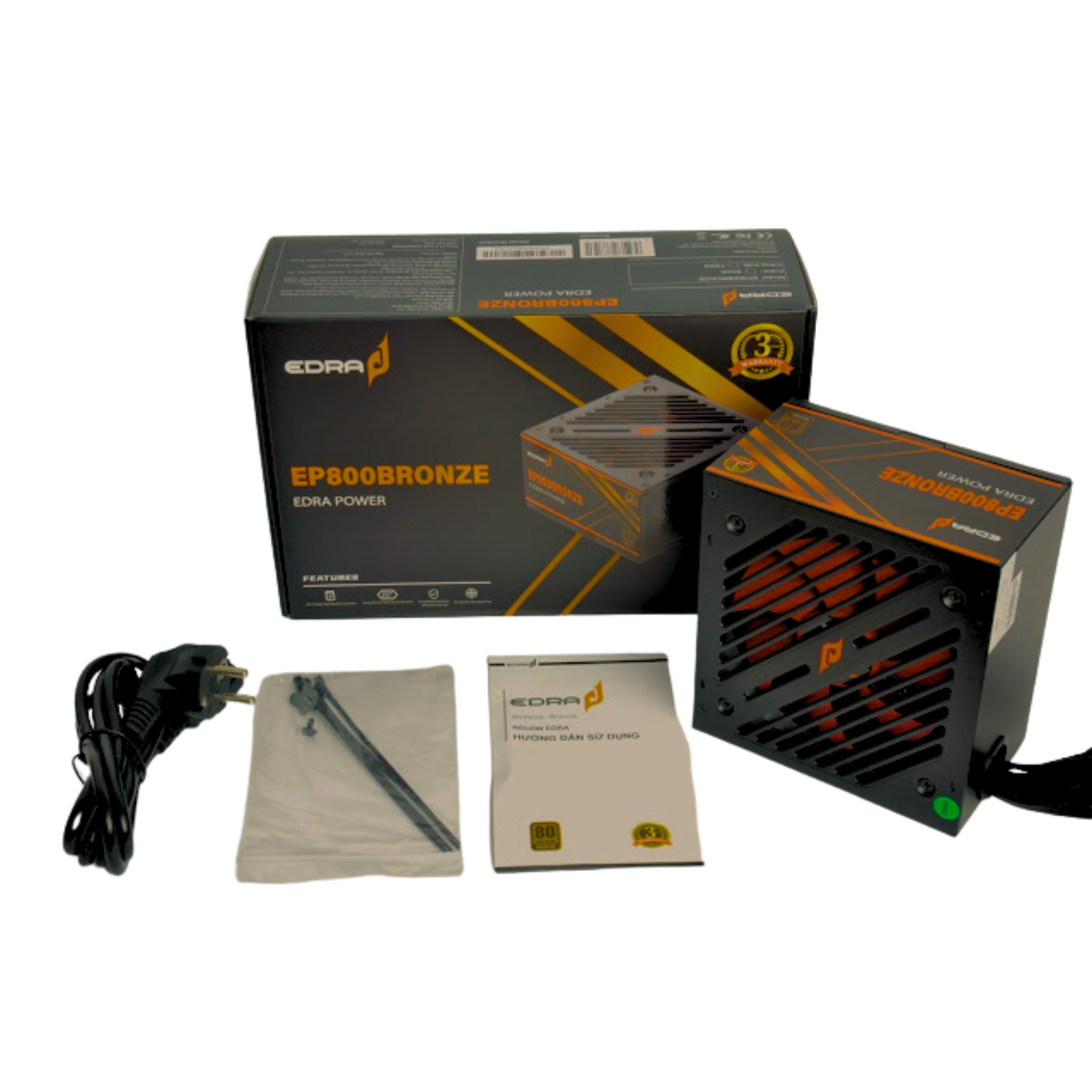 NGUỒN EDRA EP800 Bronze (FAN 12cm, cable dẹt)