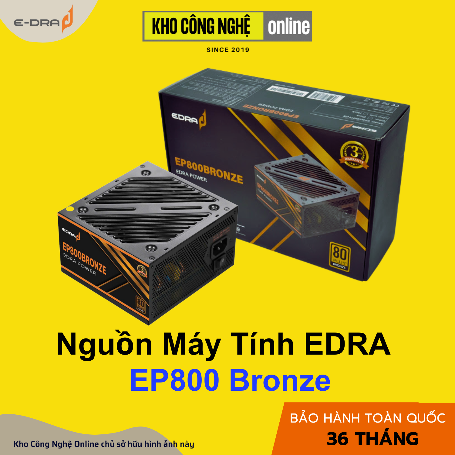 NGUỒN EDRA EP800 Bronze (FAN 12cm, cable dẹt)