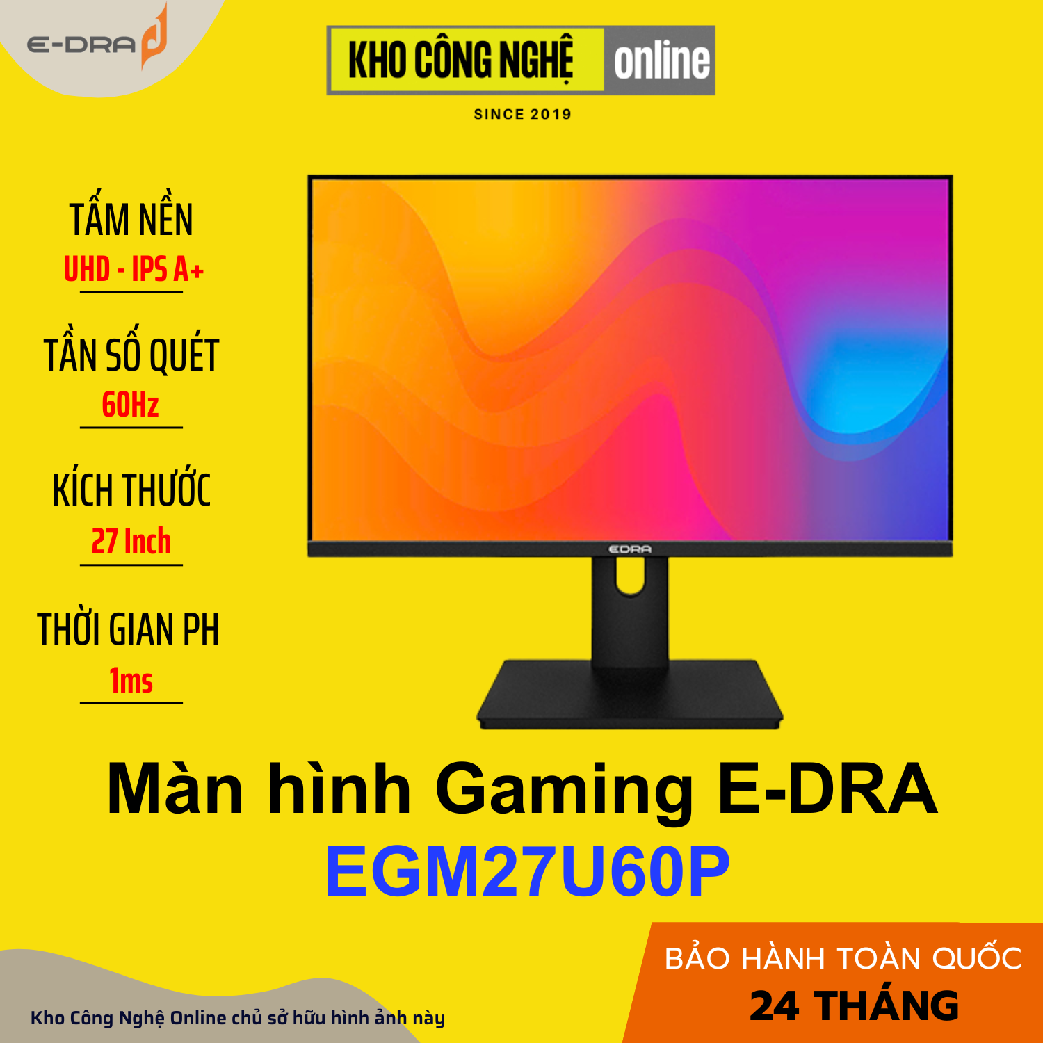Màn hình Gaming EDRA EGM27U60P 27 inch 4K 60Hz
