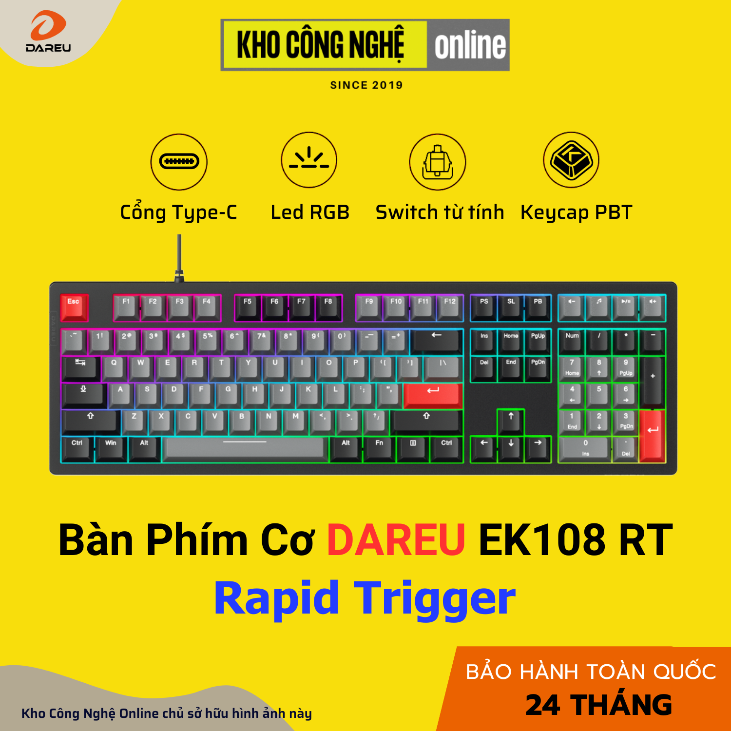 Bàn phím cơ DareU EK108 RT Rapid Trigger