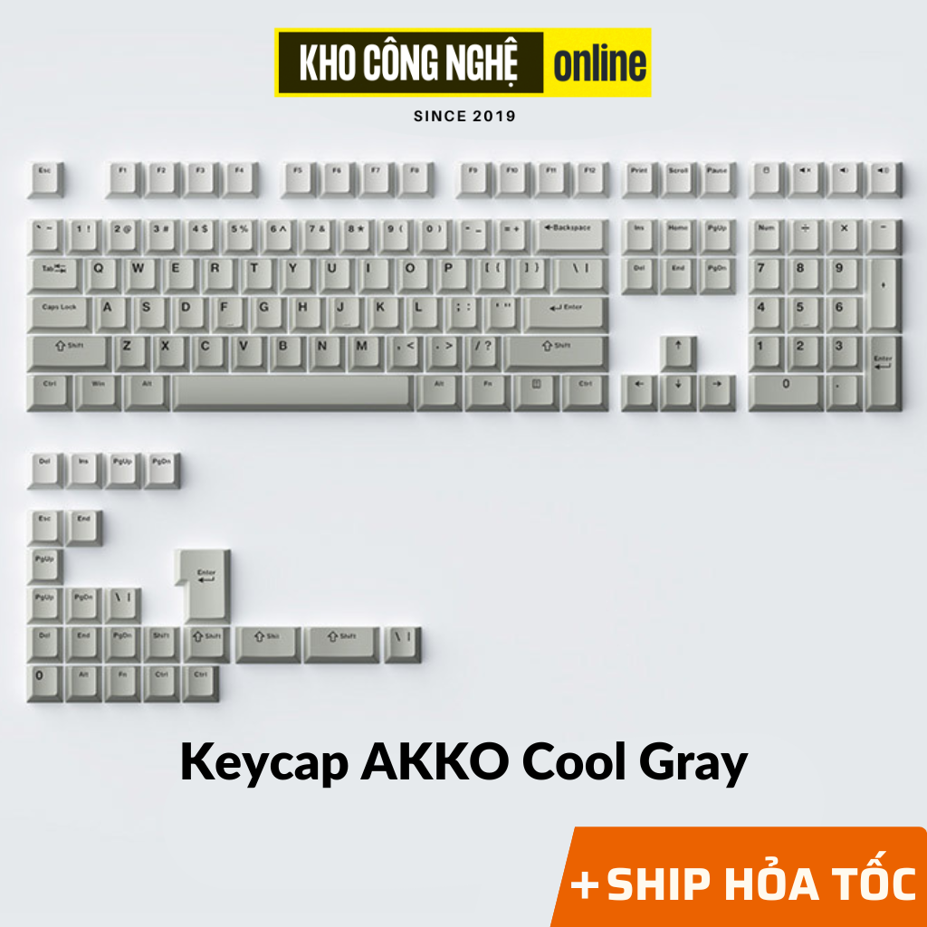 Bộ Keycap AKKO Cool Gray (PBT Double-Shot / Cherry profile / 132 nút)