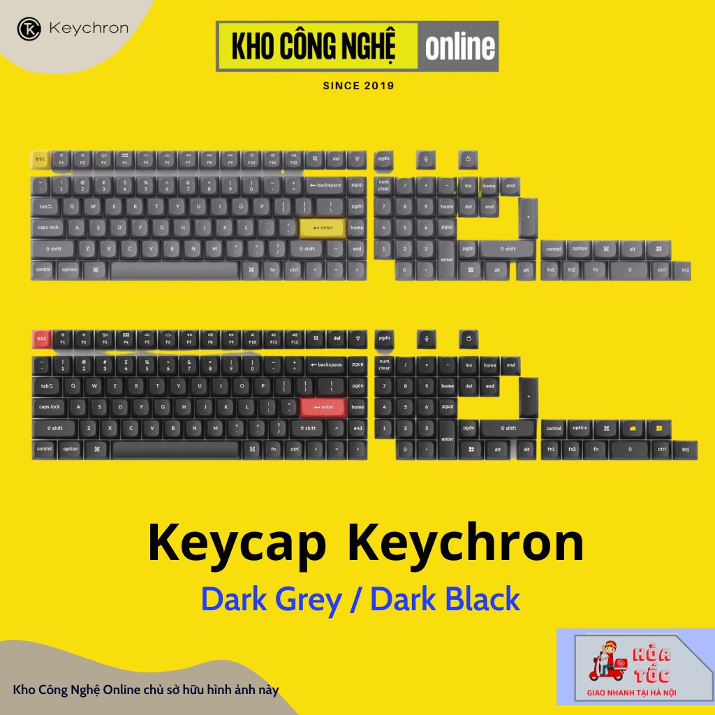 Keycap Keychron PBT Double Shot - OSA Profile (Dark Black / Dark Gray)