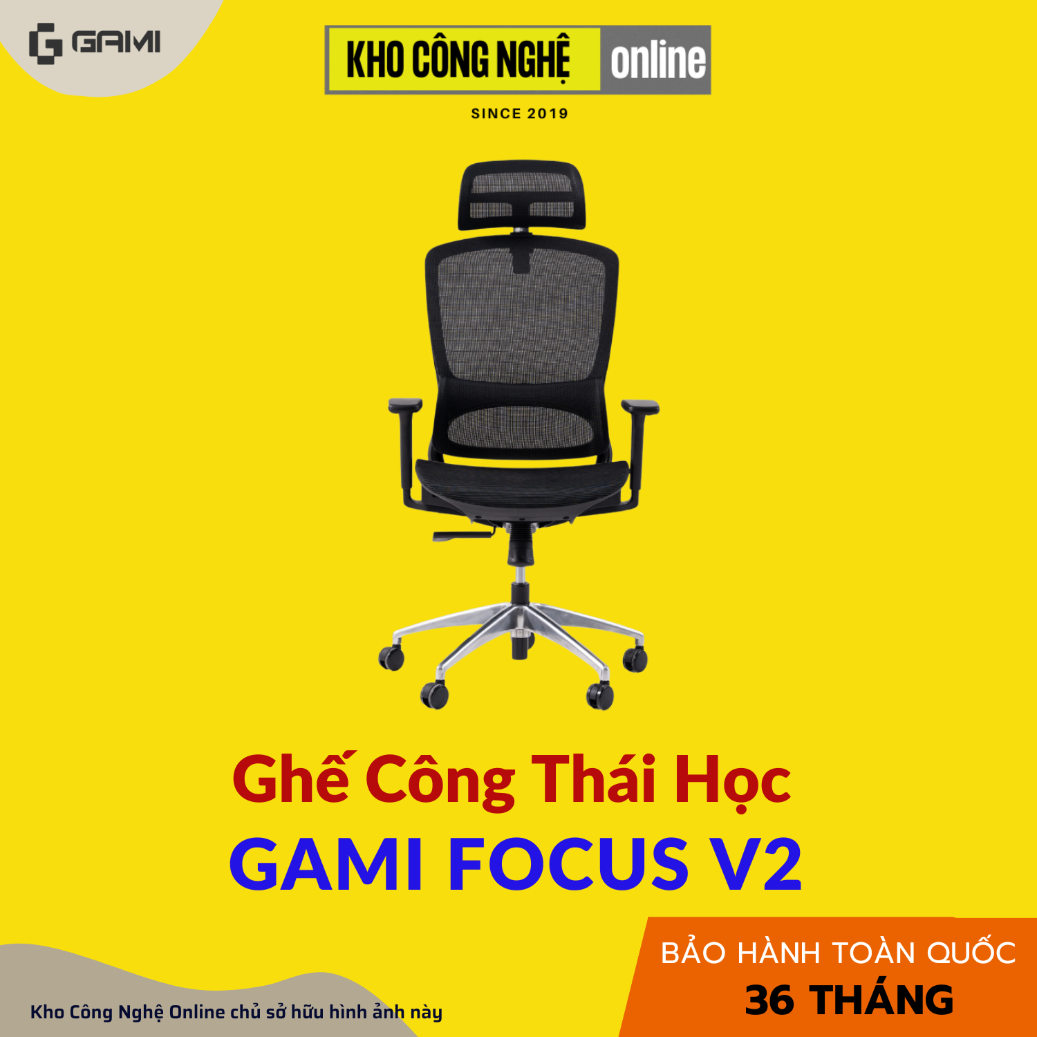 Ghế Công Thái Học Gami Focus V2 Full lưới - Đen