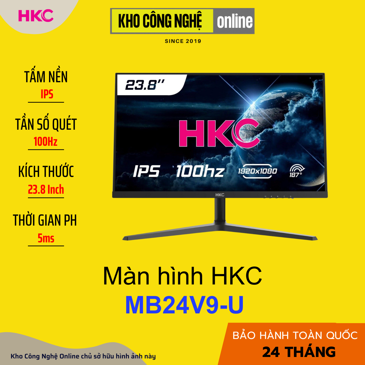 Màn hình văn phòng HKC MB24V9-U 23.8 inch, IPS, 100Hz