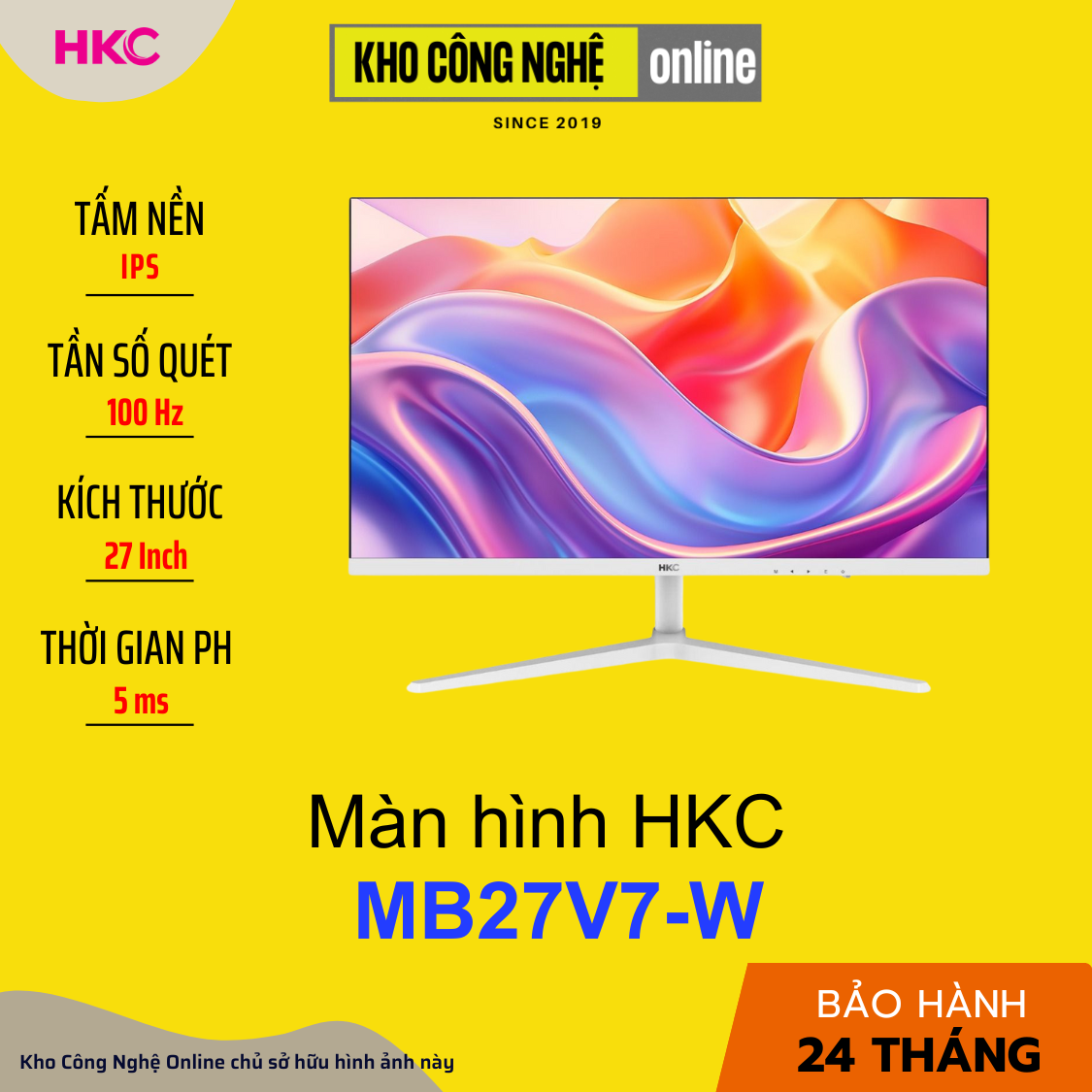 Màn hình văn phòng HKC MB27V7-W 27 inch, IPS, 100Hz - Hàng Chính Hãng